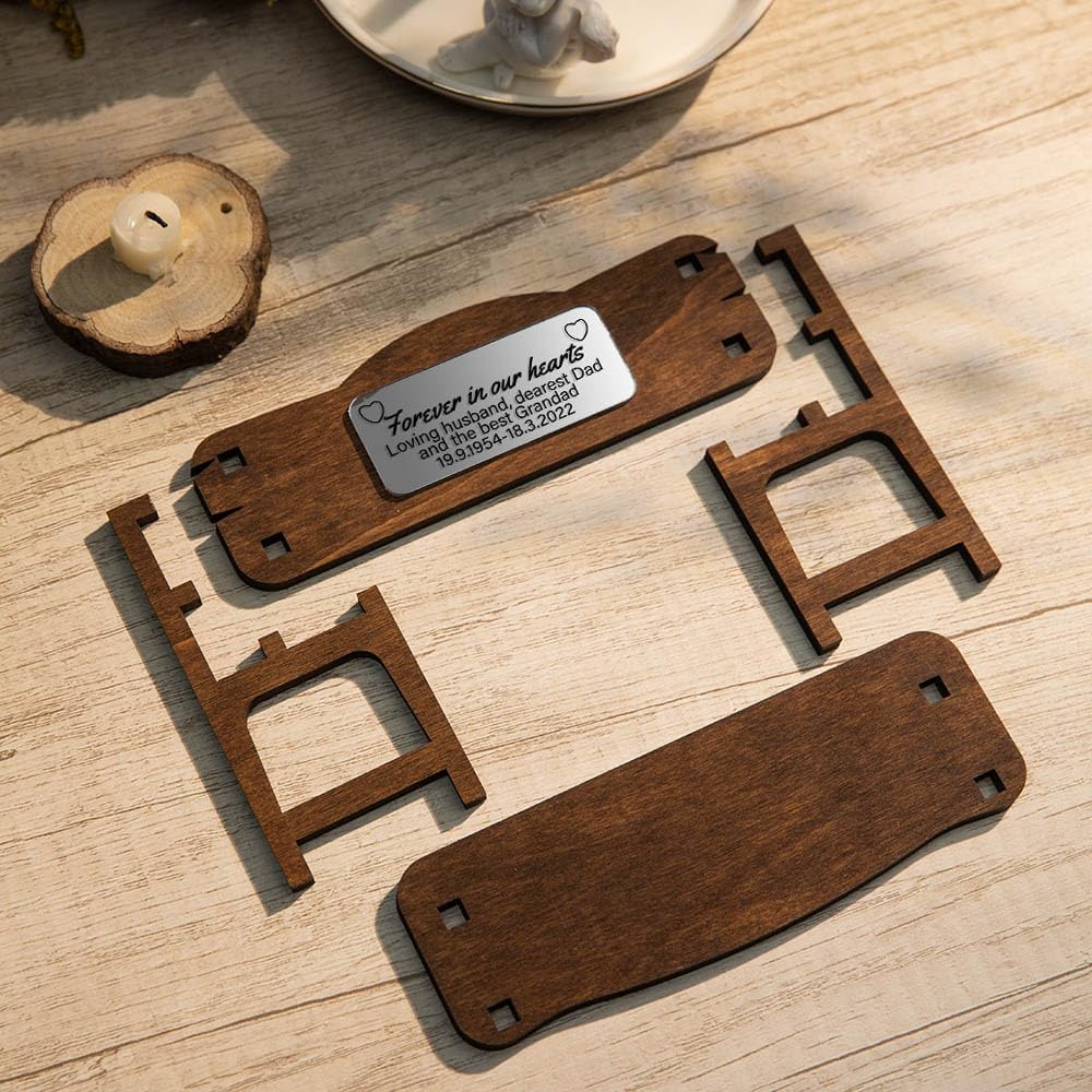 Custom Name Plate for Desk Wooden Personalized Engraved Memorial Beach Name Plates for Desk in Loving Memory Home Decor for Loved Ones/Pet Loss 5.91×4.72INCH