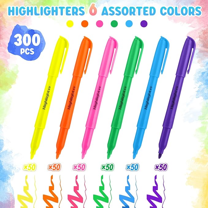 VZZNN 300 Pcs Highlighters Bulk Pack, Chisel Tip Quick-Dry Highlighter Markers - Image 2