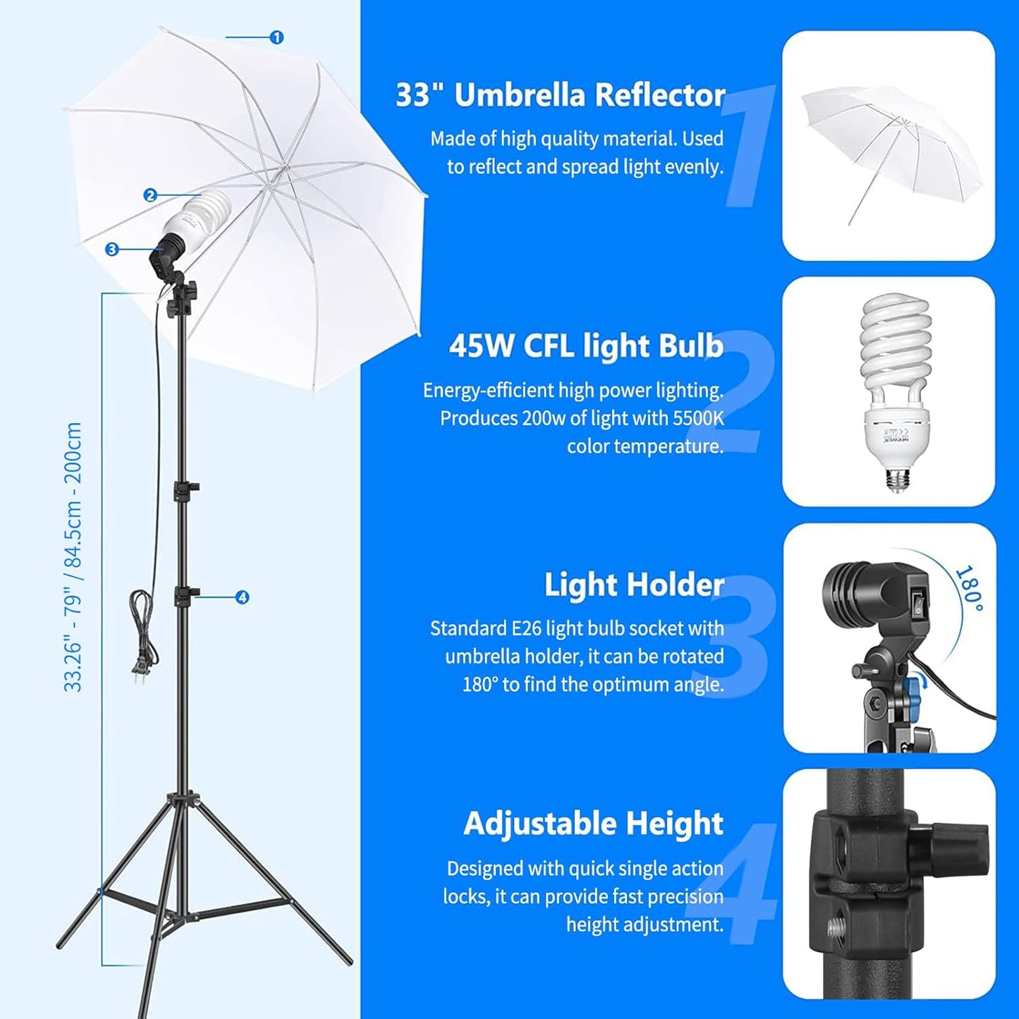 NEEWER Photography Continuous Lighting Kit with Backdrops, 8.5x10ft Stands, 5700K 800W Equivalent 24W LED Bulbs Umbrellas Softboxes Cleaning Cloth, Photo Studio Light Kit for Video Recording Streaming
