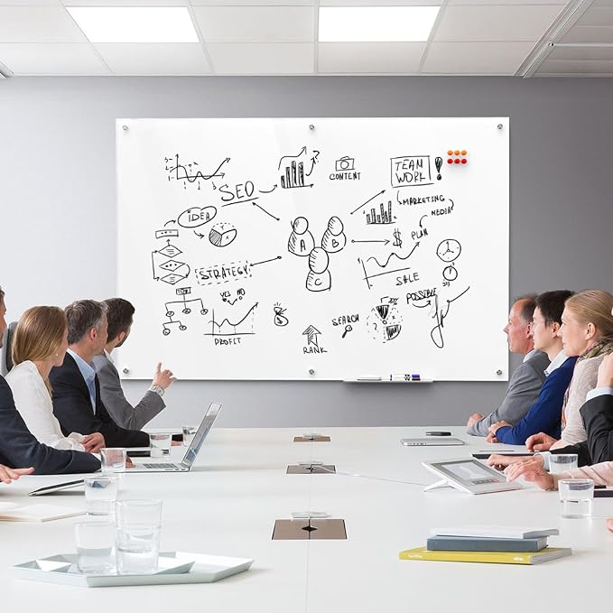 MaxGear Glass Whiteboard Wall Mounted, Frameless Magnetic Dry Erase Board - Image 2