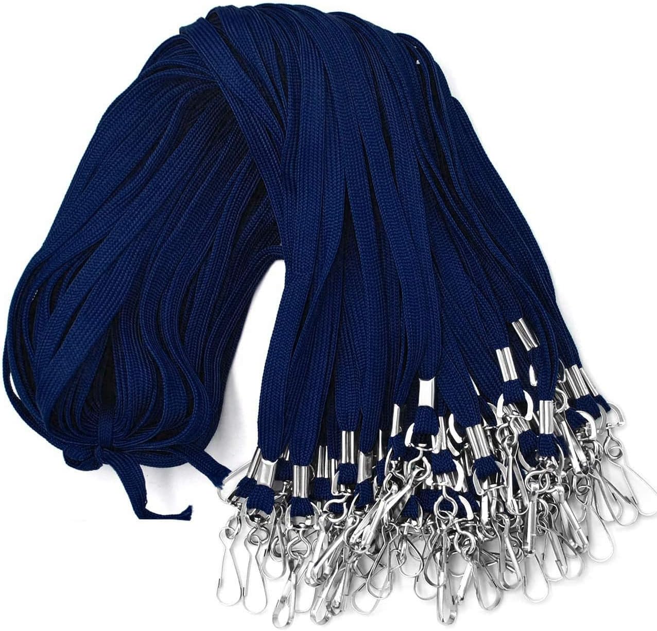 Lanyards 100 Pack Navy Blue Lanyards with Swivel Hook Clips for ID Name Badge Holder (Navy Blue, 100 Pack)