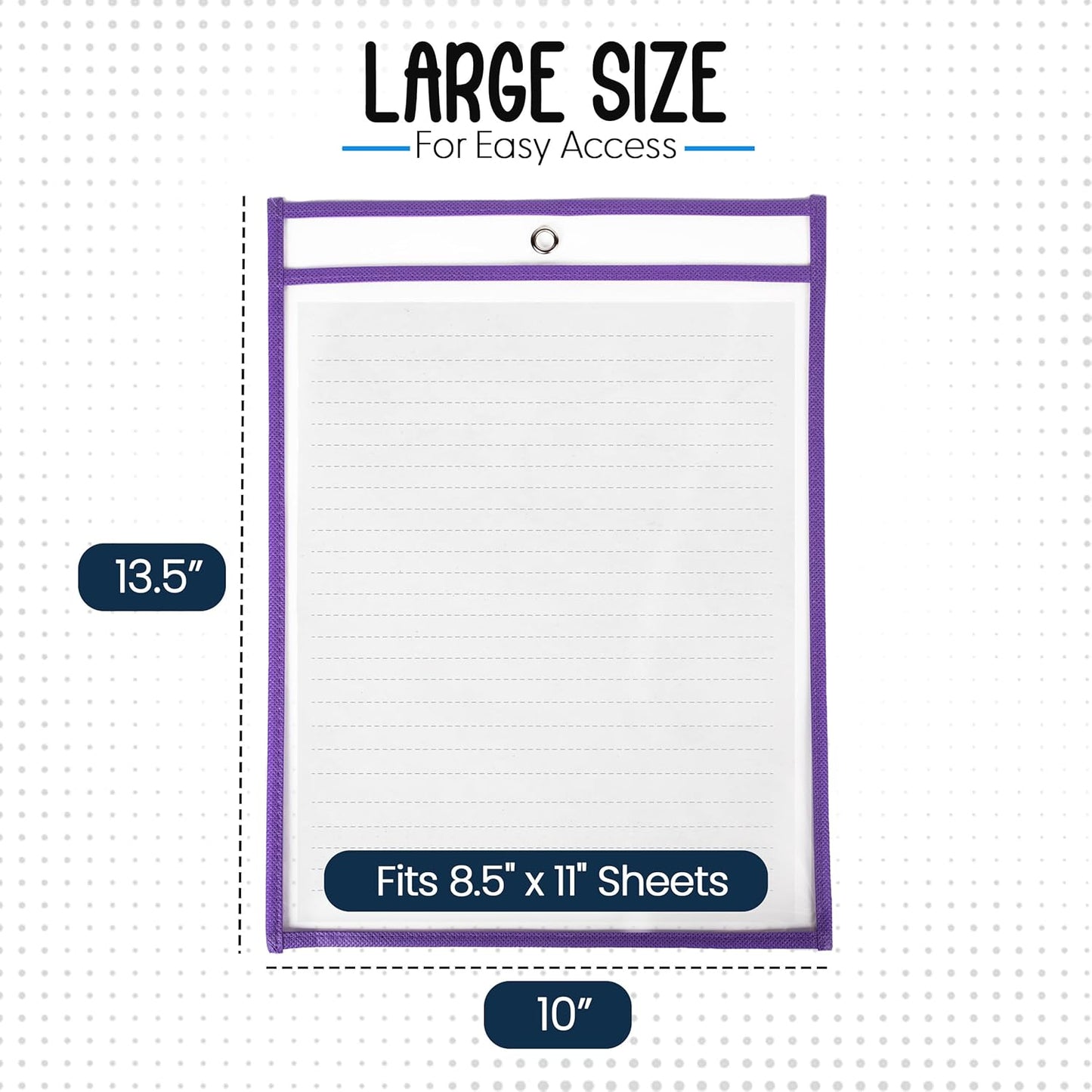 Essex Wares - 6 Pack, Assorted, Dry Erase Pocket Document Protectors, 10" Wide x 13.5" Tall- Dry Erase Clear Plastic Sleeves - Reusable & Easy Erase Plastic Invoice Holders, Water-Resistant & Durable