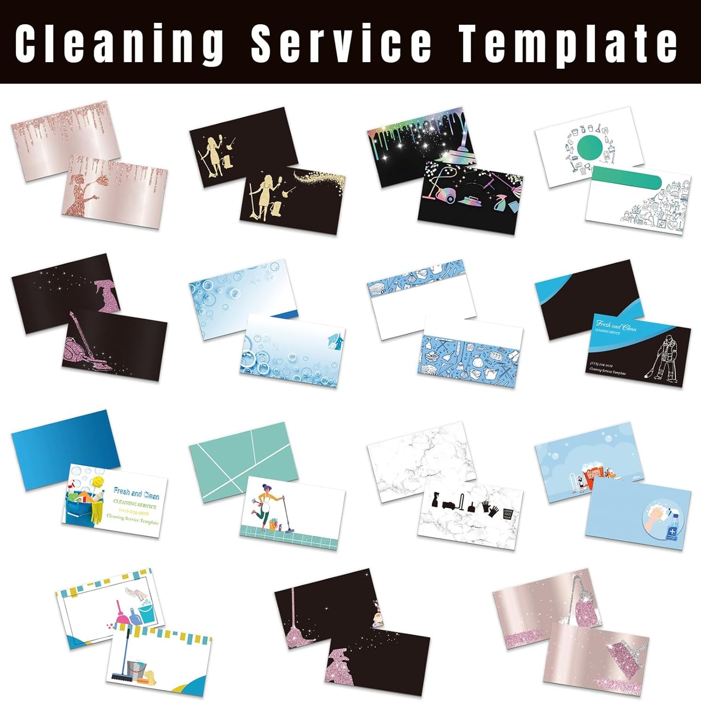 Custom Business Cards Personalized Business Cards with Photo for Small Business Customized with Logo Text 1000 500 200 100 Double Sided Printable Waterproof Business Cards-3.5" x 2"Cleaning Template
