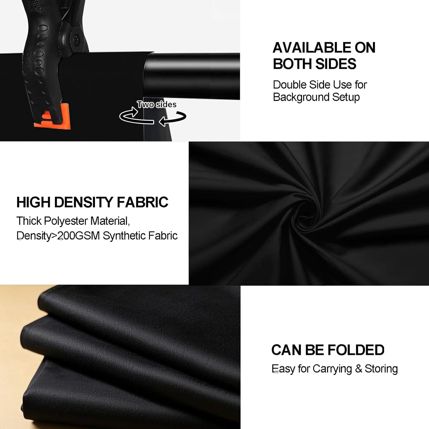 8x10 FT Black Backdrop for Photography, Large Black Screen for Portraits, Background Curtain for Booth Video Film Party, Chromakey High Density Polyester Fabric for Product Shoots