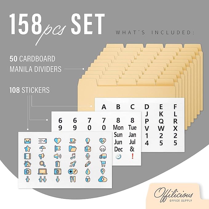 50 Heavyweight Manila Index Card Dividers - Image 2