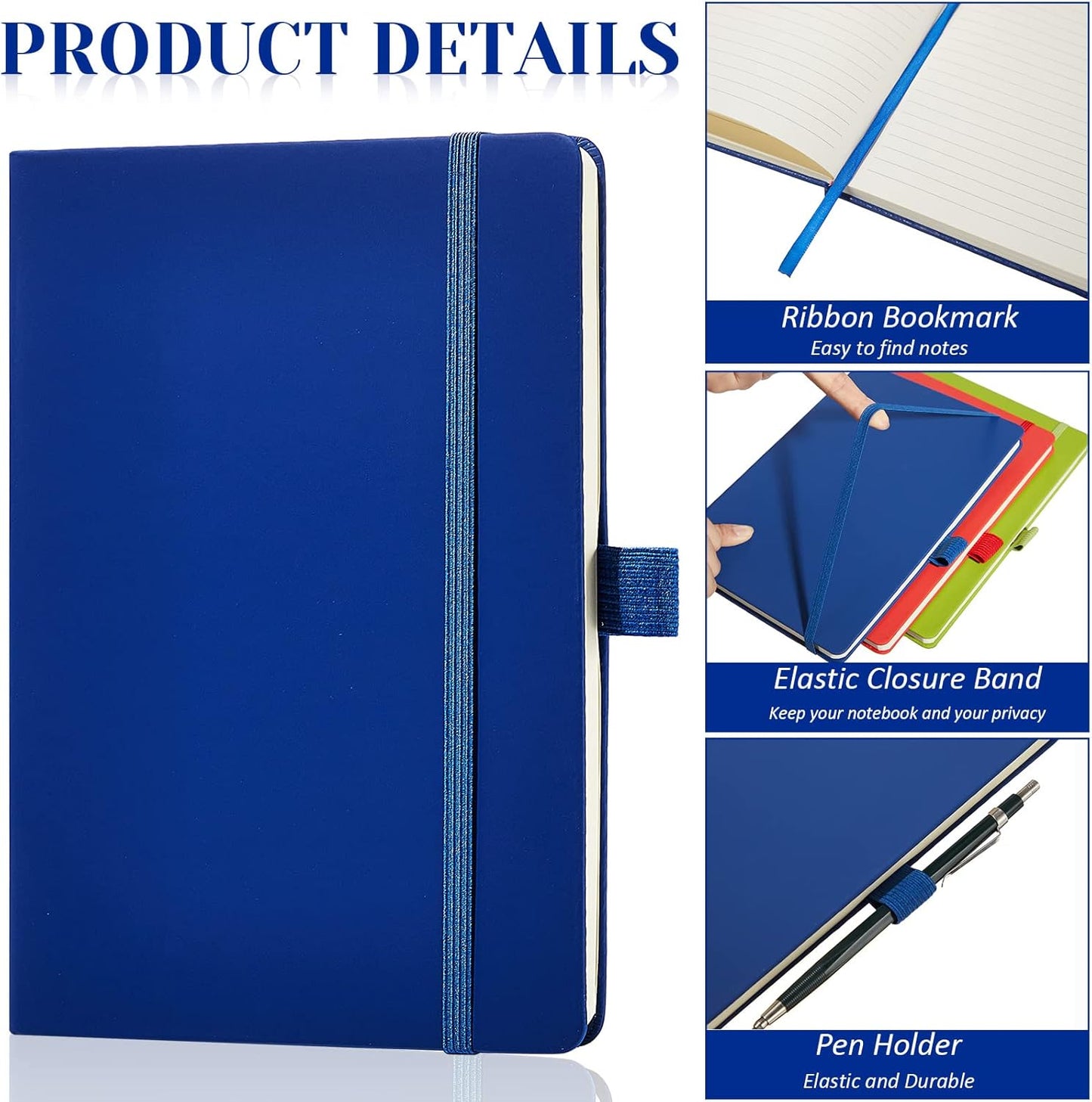 Laumoi 14 Pack Lined Journal Notebooks 5.5 x 8.2 Inch A5 Hardcover Notebook College Ruled Notepad with Pen Holder PU Leather Ruled Lined Journals for School Business Work Writing(Mixed Color)