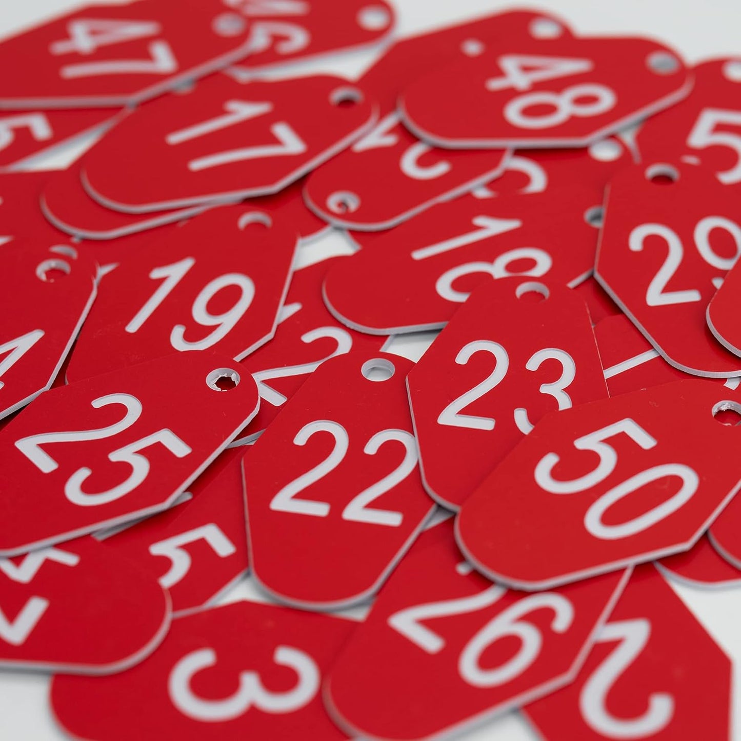 StayMax ABS Plastic Motel Hotel Room Number Tag (1-25, Red)