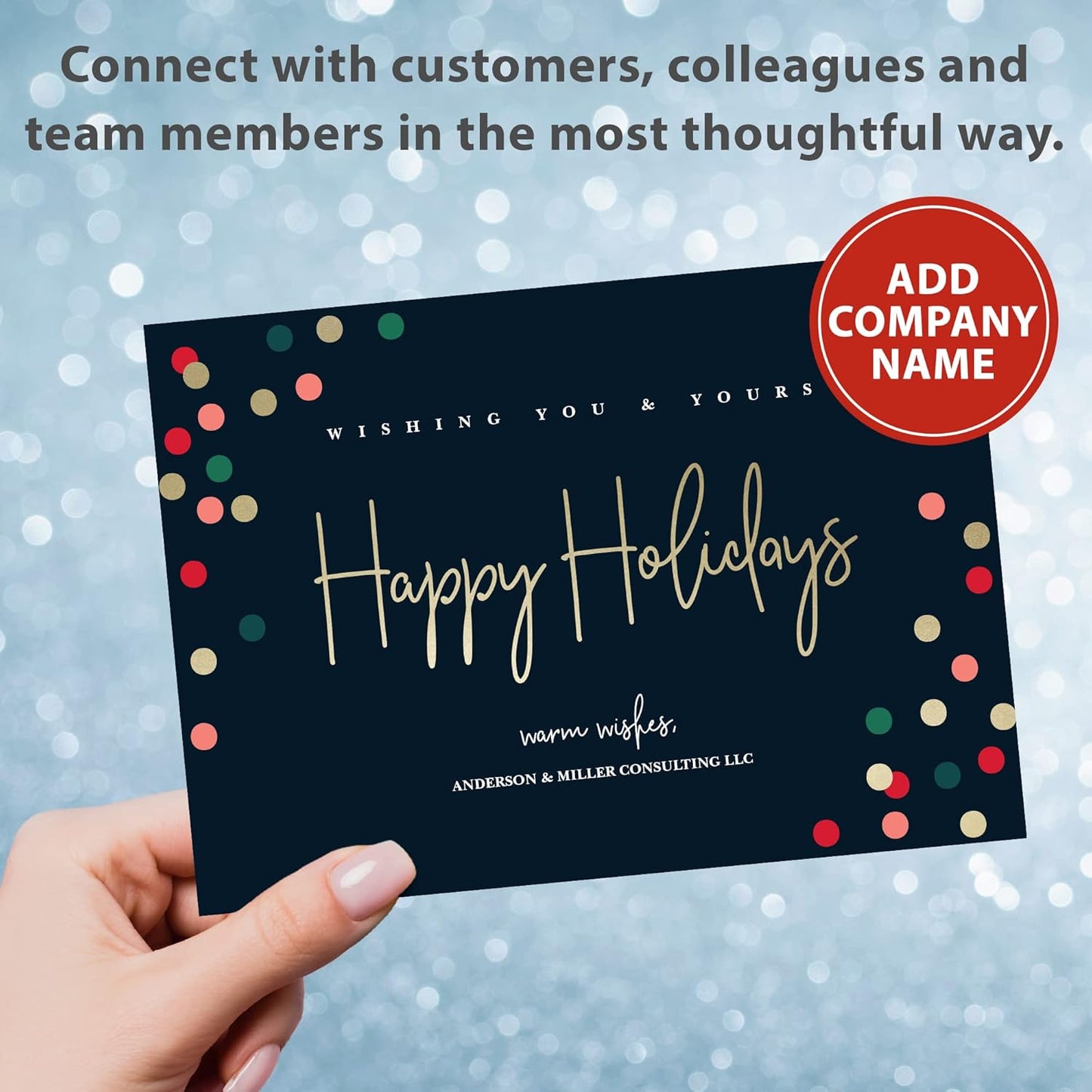 Let's Make Memories Personalized Business Christmas Cards with Envelopes - Premium Quality - 5x7-2025 Holiday Cards & White Envelopes - Festive Lights - 75 ct