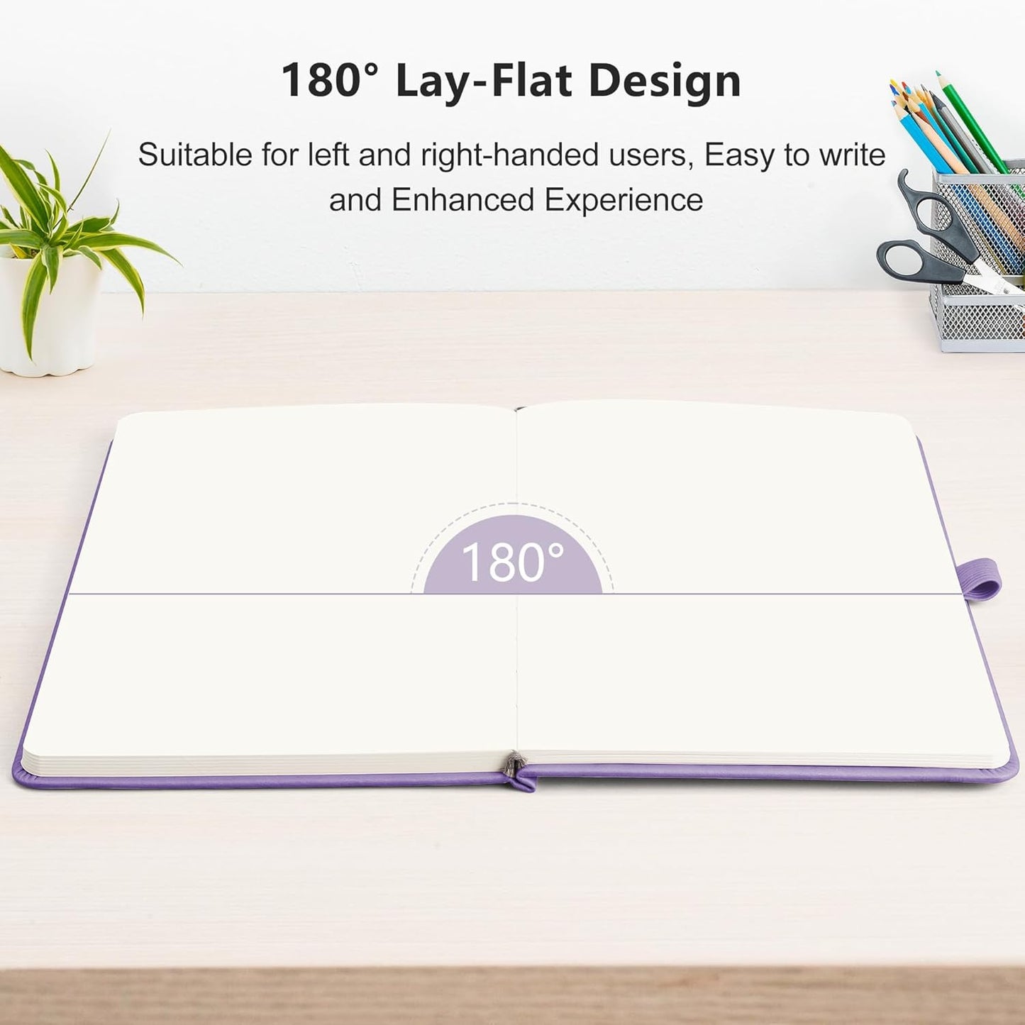 RETTACY Blank Journal Notebook, 192 Pages, A5 Medium Size (5.7'' x 8.3''), Leather Hardcover, 100 GSM Thick Paper, for Sketching, Drawing, Painting (Purple)