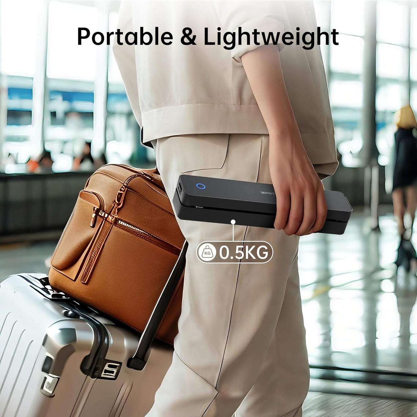 iDPRT Portable Printer Wireless for Travel, 300DPI Inkless Bluetooth Thermal Printer, Compatible with iOS, Android, PC, Small Mobile Printers Supports 8.5" x 11" US Letter for Home, Office, Vehicles