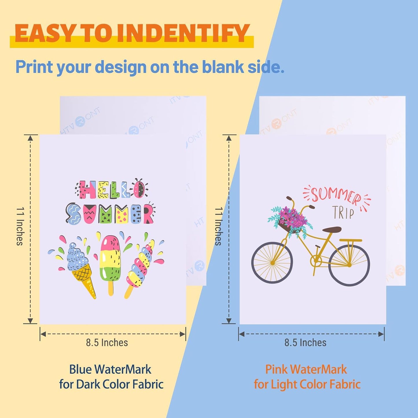 HTVRONT Heat Transfer Paper for T Shirts - 50 Pack Mixed Light & Dark Iron on Transfer Paper,8.5" x 11" Printable Heat Transfer Vinyl for Inkjet Printer, Durable & Easy to Use