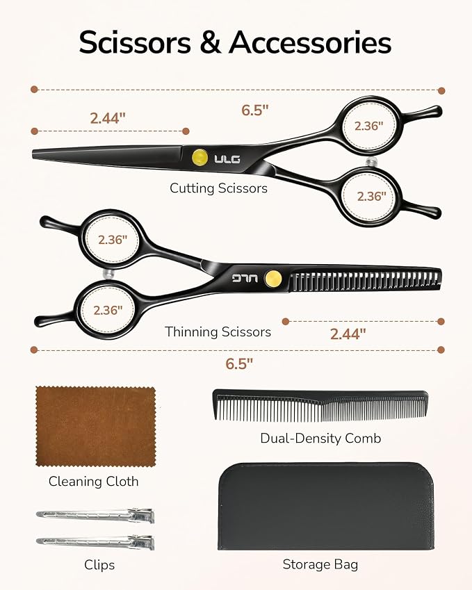 Hair Cutting Scissors Thinning Shears Kit ULG Professional Barber Hairdressing - Image 5
