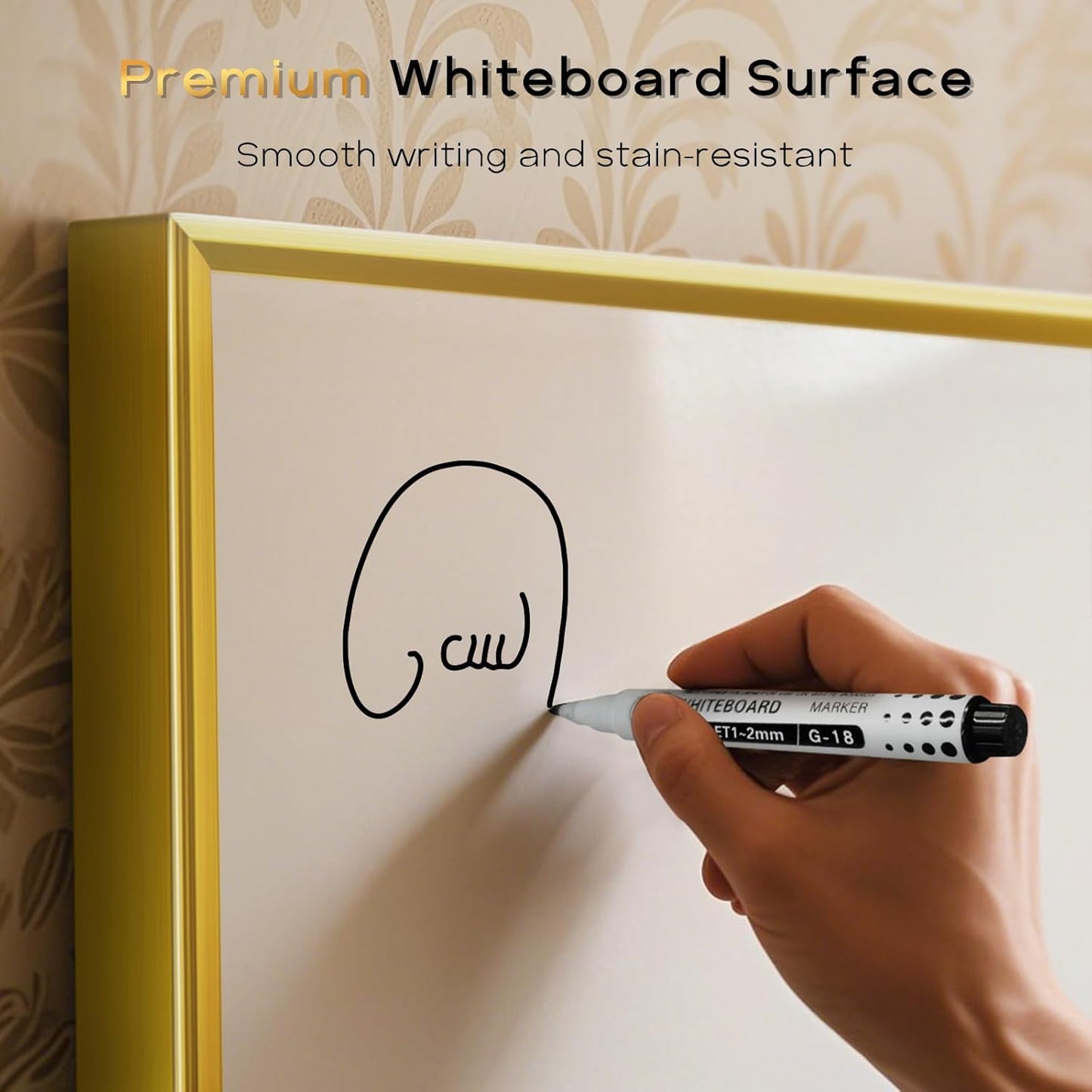 White Board Cork Board Combo, 24'' x 18'' Magnetic Dry Erase Board and Bulletin Board, Gold Aluminum Frame Vision Board Message Board for Home Office School Dorm