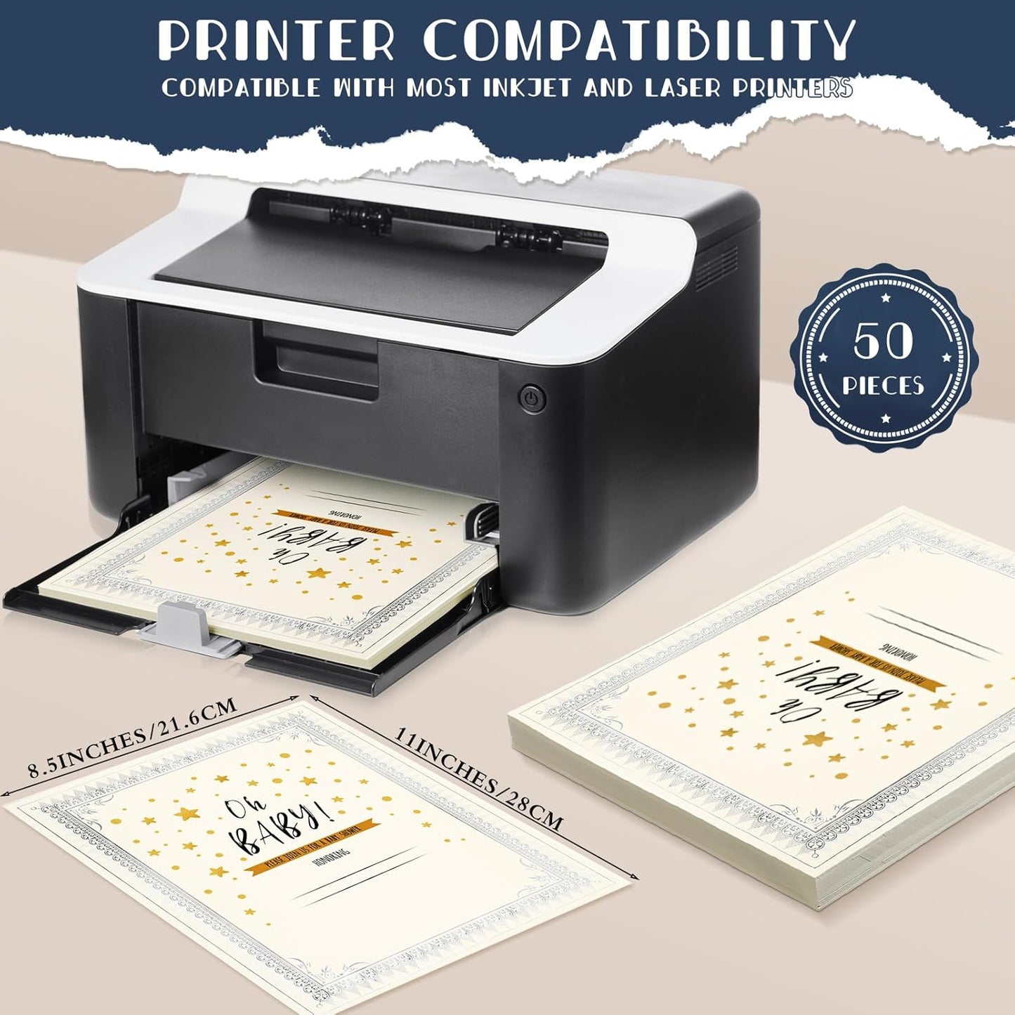 Fainne 50 Sets Certificate Kit Includes 50 Pcs 9.5 x 12 Inch Certificate Holders 50 Pcs Letter Size Papers 50 Pcs Foil Award Seals Diploma Covers for Appreciation(Black, Silver)