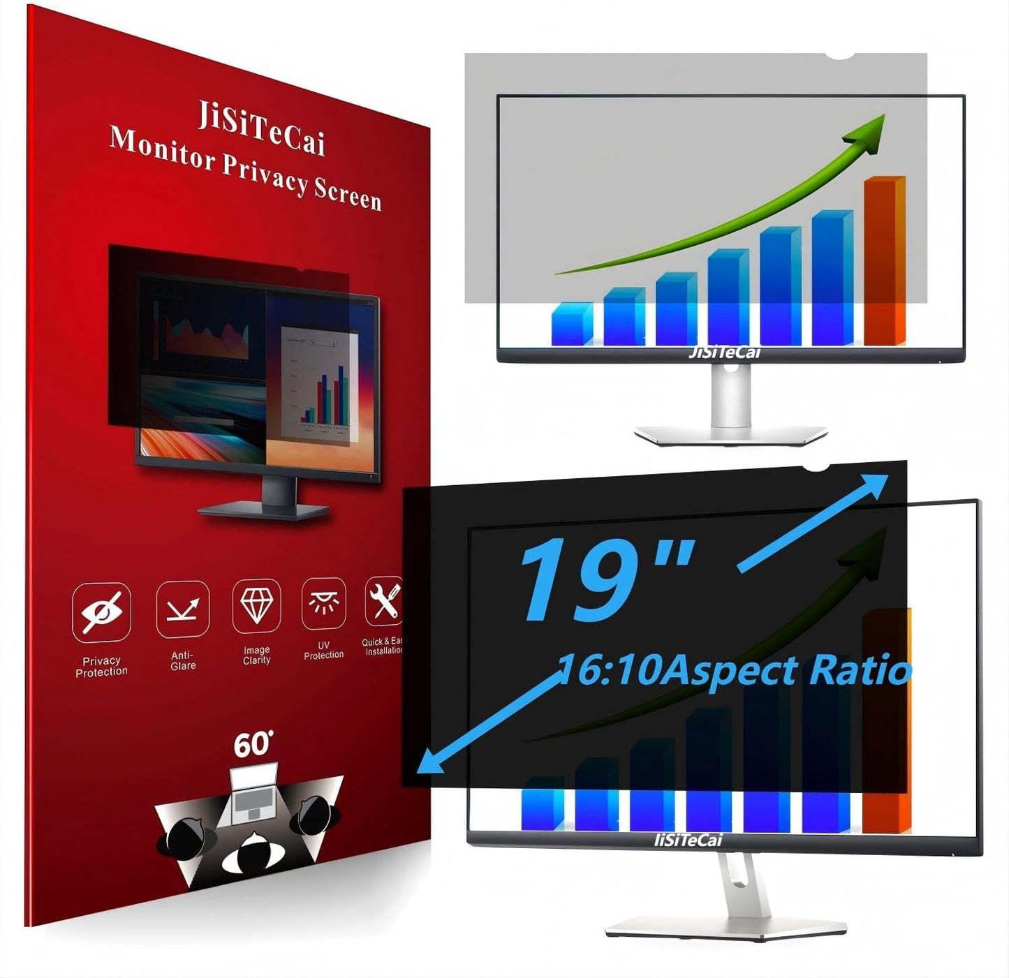 19" Computer Privacy Screen Filter for 16:10 Widescreen Monitors - Premium Anti-Glare Computer Screen Cover: Anti-Glare - Anti-Scratch - UV & Blue Light Protection