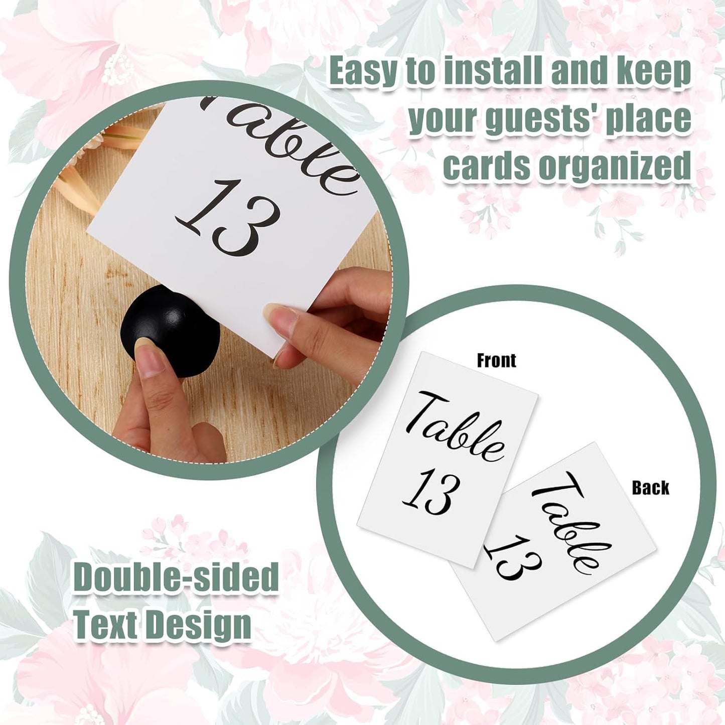 Queekay 30 Packs Gold Round Table Number Stands with 1-30 Cards- 4x6 Inch, Wedding Table Number Holders for Reception, Centerpieces, Party Decorations(Black)