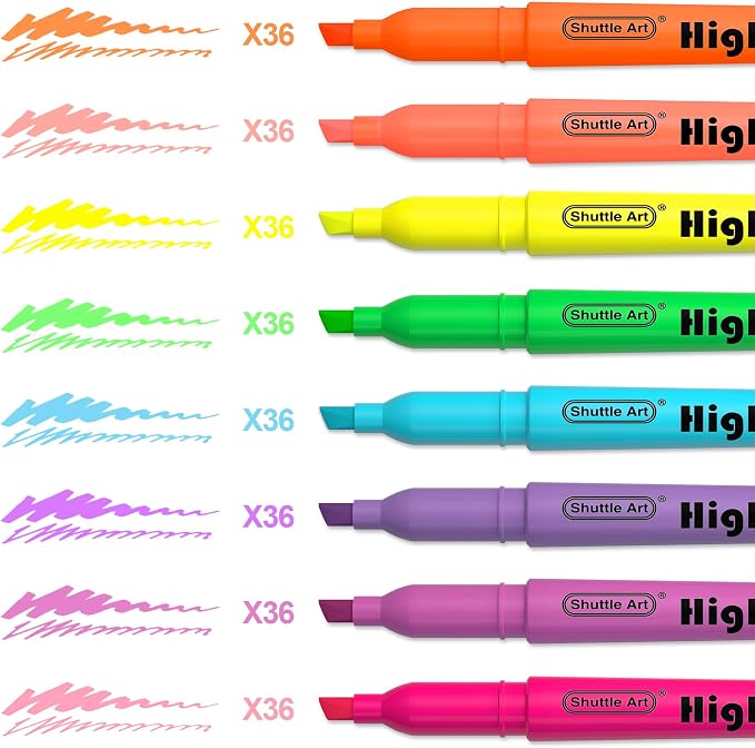 Shuttle Art 288 Pack Highlighters, Highlighters Assorted Colors Set, 8 Bright - Image 4