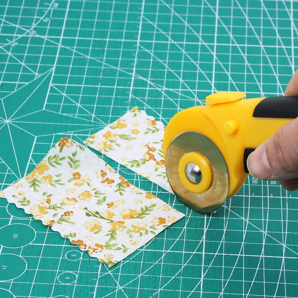 AUTOTOOLHOME 45mm Rotary Cutter Automatic Fabric Cutter Quick Change Blades with Safety Lock for Quilting, Sewing, Crafts, 10pcs Titanium Replacement Blades