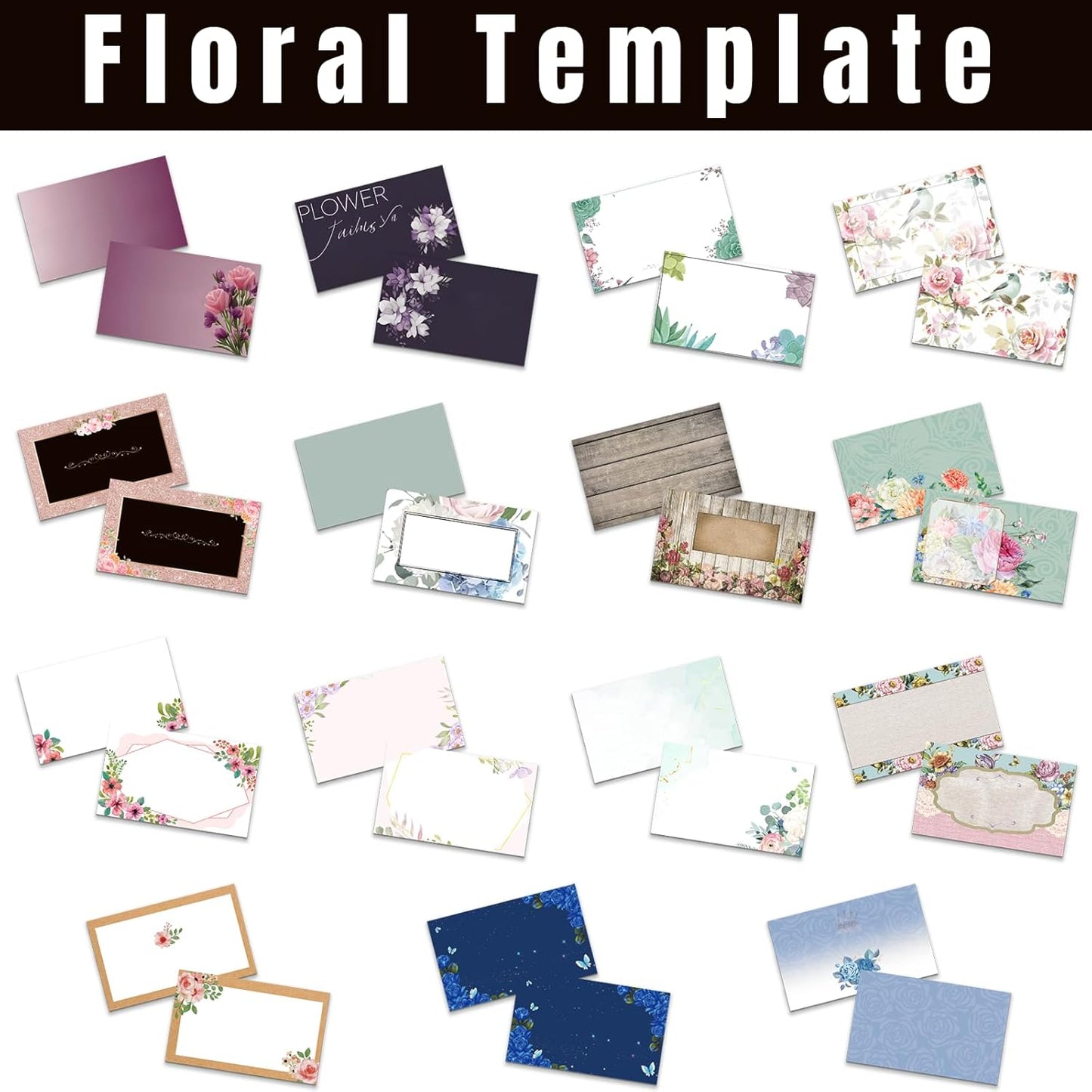 Custom Business Cards Customized with Logo Text Personalized Floral Template Business Cards 1000 500 200 100 Printable Double Sided 3.5""x 2"" Waterproof Business Cards for Small Business