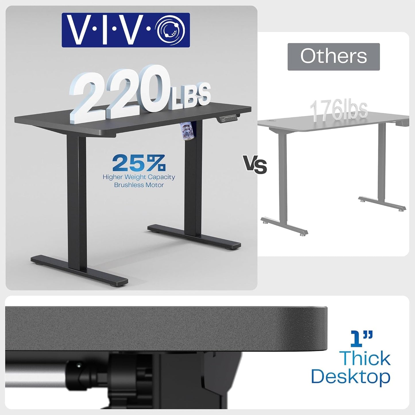 VIVO Electric 43 x 24 in Standing Desk, Memory Height Adjustment, 1B Series, Rustic Vintage Brown Top, Black Frame, DESK-1B4N