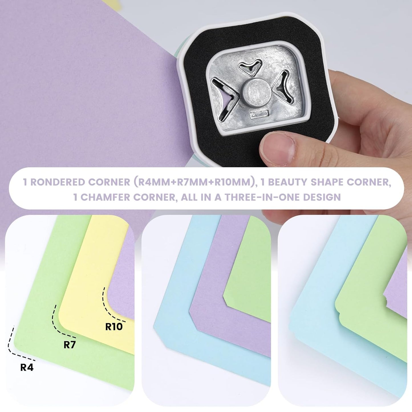 LOVEINUSA 3PCS 3 in 1 Corner Rounder Punch Set (Rounder + Beauty Shape + Chamfer Edges), 3 Way Cutter for Scrapbooking Supplies Photocards & DIY Paper Crafts, Laminate, Envelope Punch Board