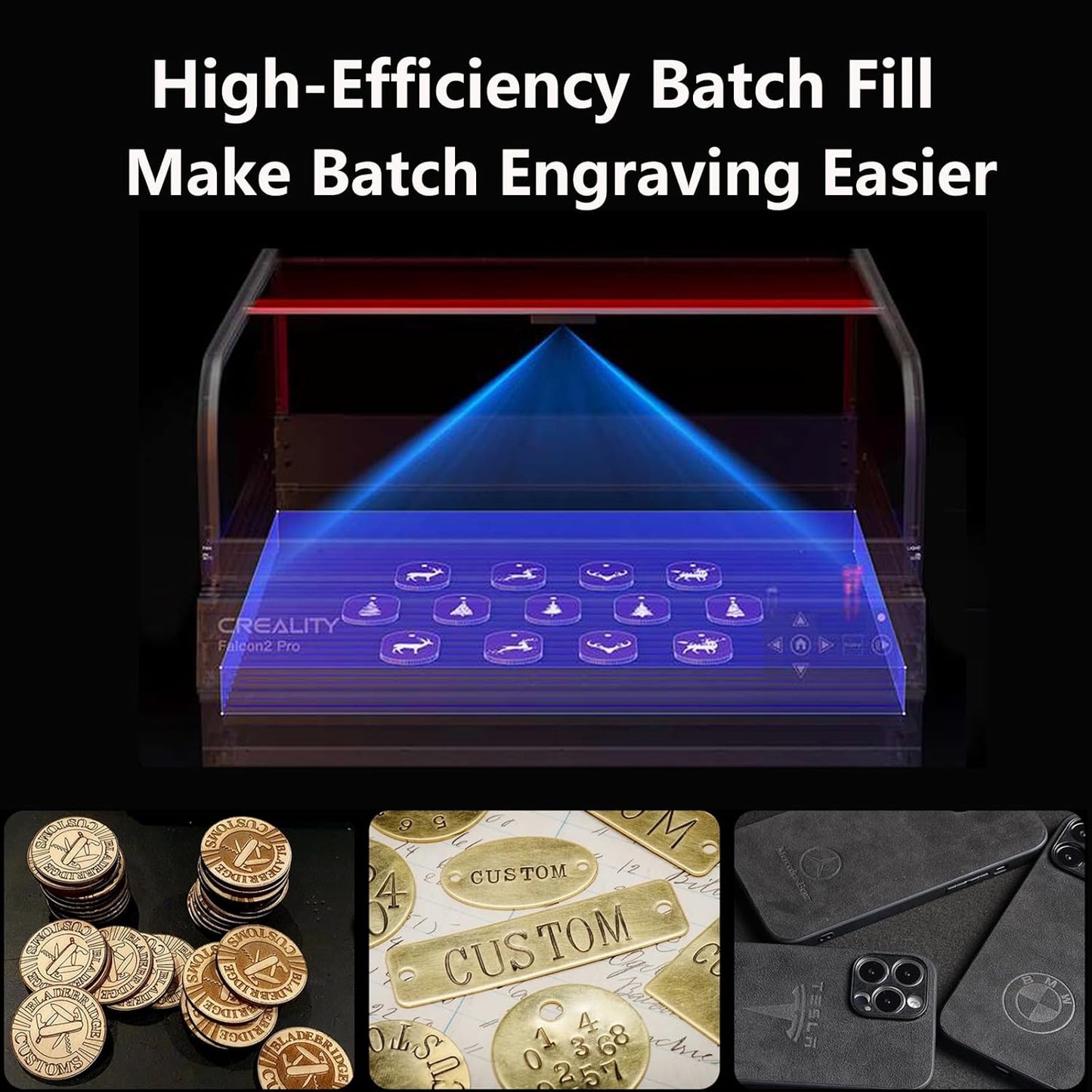 Creality Laser Engraver Falcon2 Pro 22W, Desktop Diode Laser Cutter and Engraver Machine with Enclosure,Smart Camera,Air Assist,CNC Machine for Wood Acrylic Leather (Laser 22W)