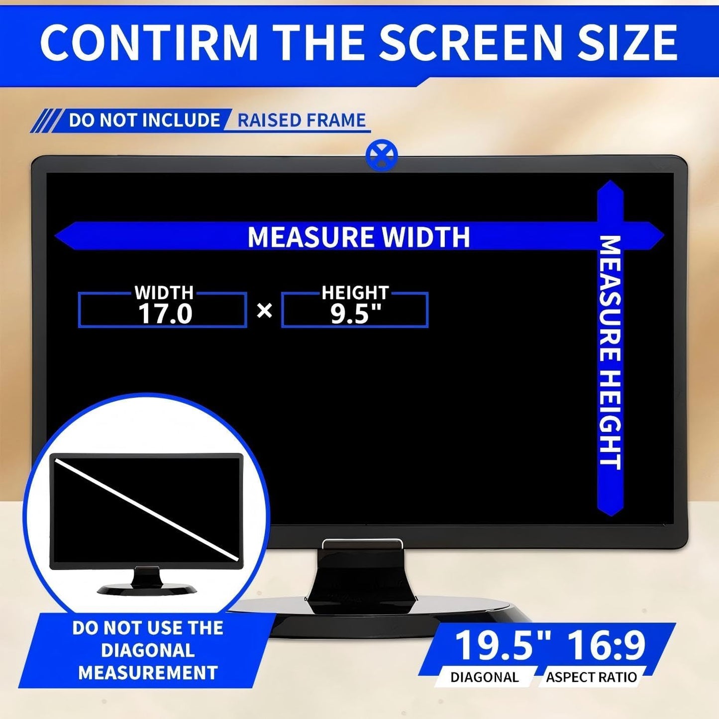 19.5" Computer Privacy Screen Filter for 16:9 Widescreen Monitors - Premium Anti-Glare Computer Screen Cover: Anti-Glare - Anti-Scratch - UV & Blue Light Screen Protector