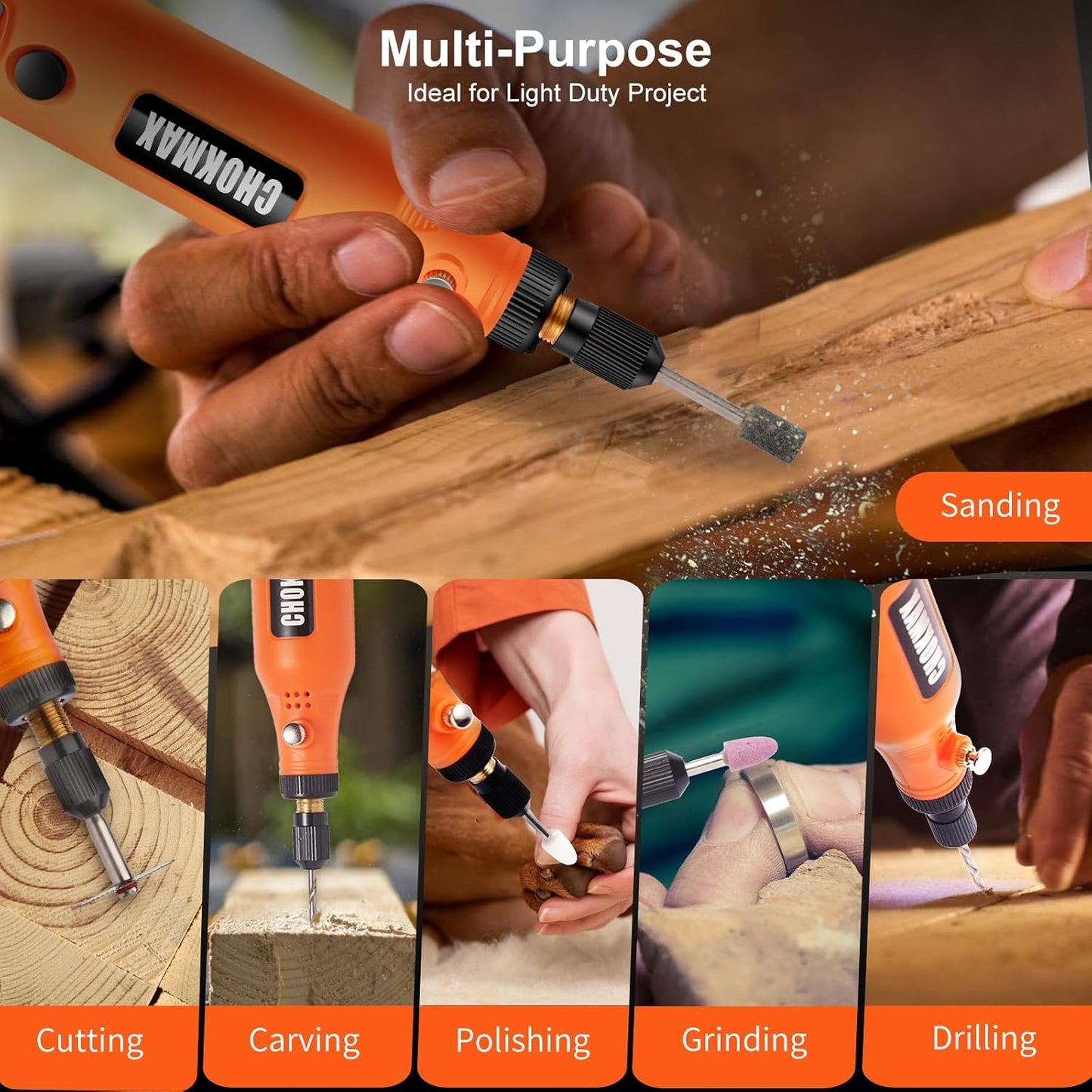 Mini Cordless Rotary Tool with Work Screen, 3-Speed Grinder Kit with 72 Accessories, Type-C Charging Art Craft Tool for Sanding, Polishing, Grinding and Small DIY Craft Job