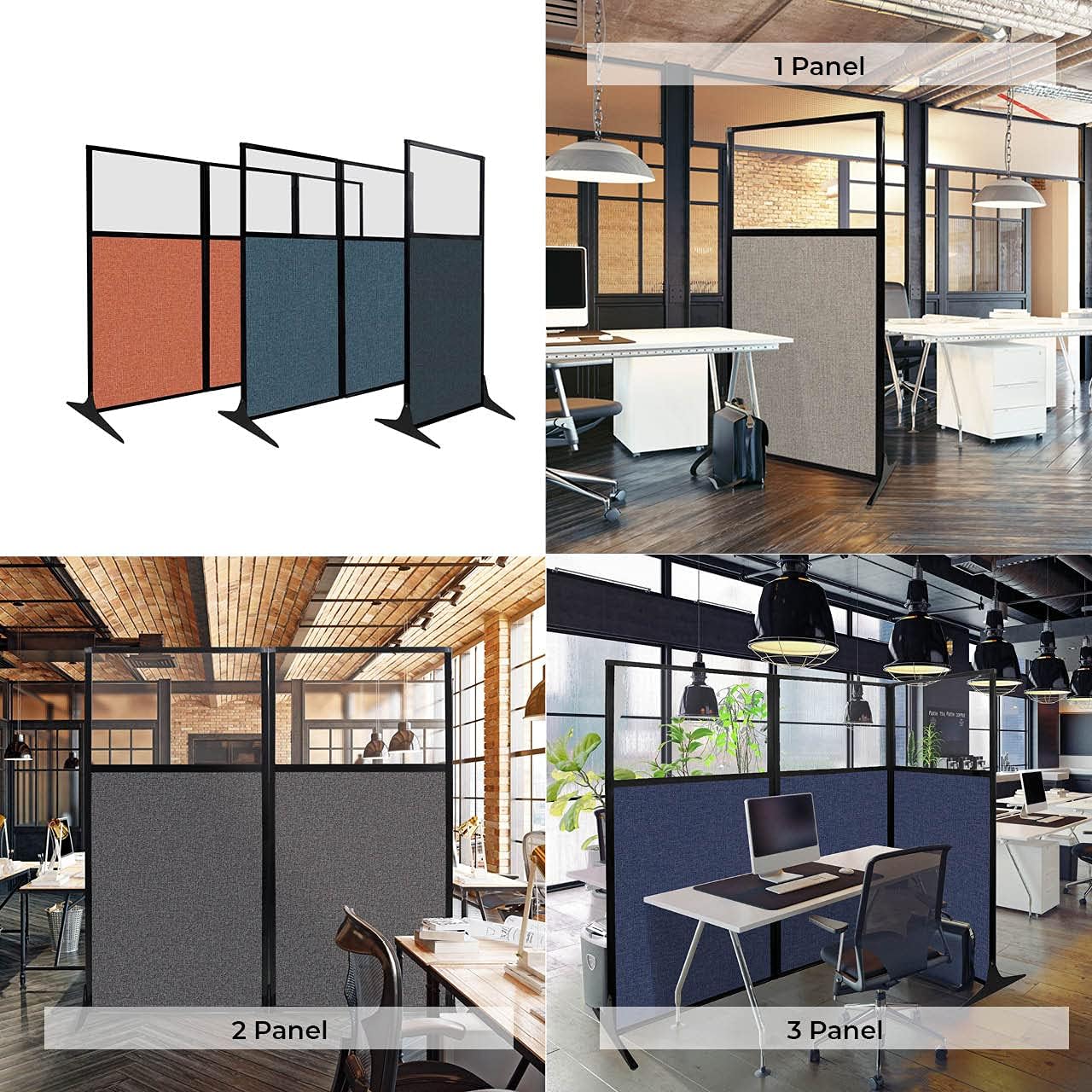 Versare Workstation Partition | Portable Wall Divider | Modern Office Cubicle | Free Standing Privacy Screen | Flexible Work Space | 33" x 70" Powder Blue Fabric Panels