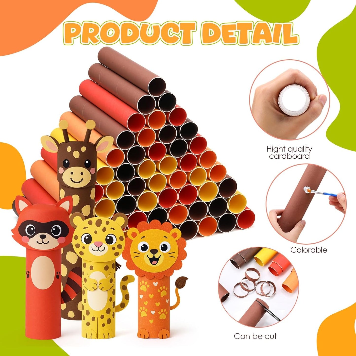 MotiMind 60 Pcs Cardboard Tubes for Craft 2 Size Empty Paper Towel Rolls Cardboard Toilet Paper Tubes Bulk for Classroom DIY Projects(Autumn,1.4 x 10 Inch, 1.6 x 10 Inch)