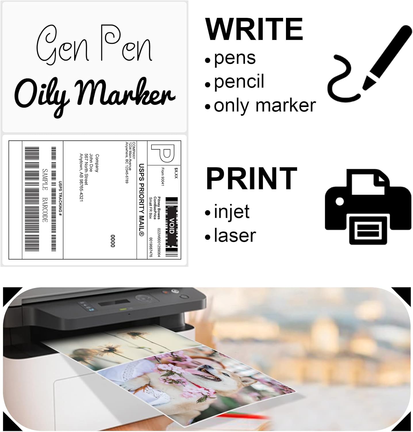 8.5" x 5.5" Half Page Self Adhesive Shipping Label, Compatible Laser & Inkjet Printers, White, 2 Labels Per Sheet(250 Sheet Total 500 Labels)