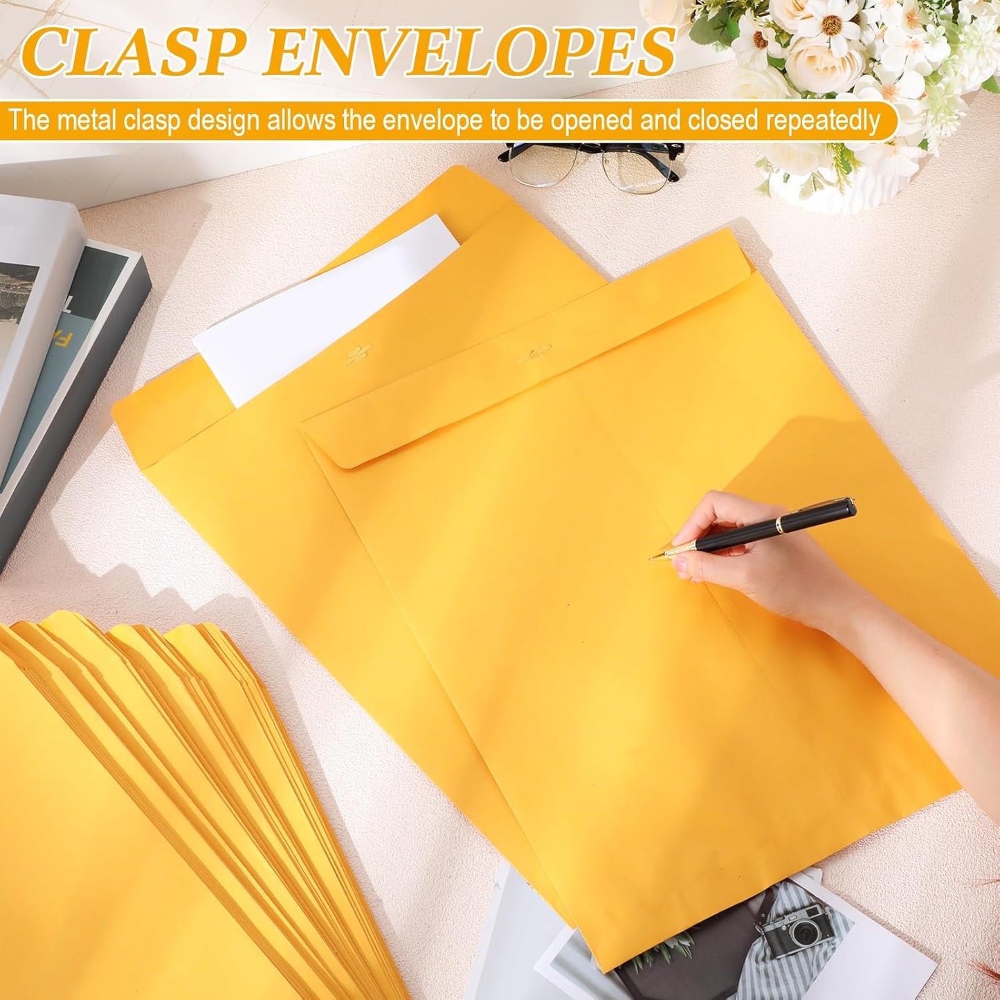 50 Pcs 15 x 19 Inch Extra Large Mailing Clasp Envelopes Jumbo Kraft Catalog Manila Envelope with Clasp Closure for Oversized Big Documents Office Home Business Legal School Storing Mailing