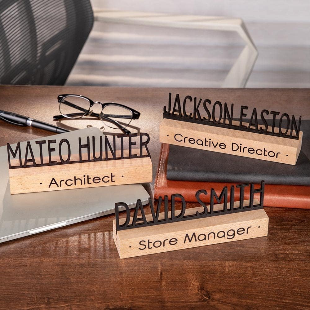 Wooden Personalized Teacher Name Plate for Office Desk - Custom 7.91.21.8 Inch
