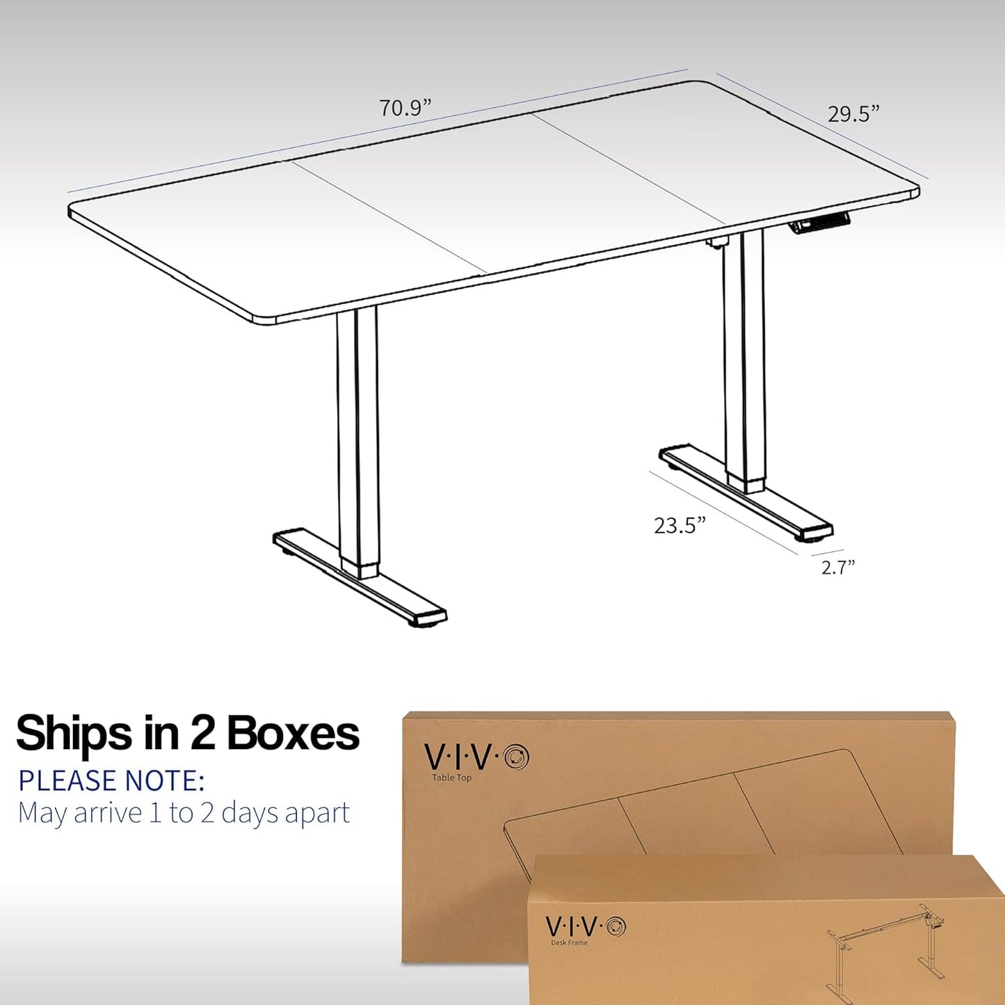 VIVO Electric 71 x 30 in Rustic Standing Desk, Memory Height Adjustment, 1B Series, Black and Vintage Brown Top, Black Frame, DESK-KIT-1B7BN