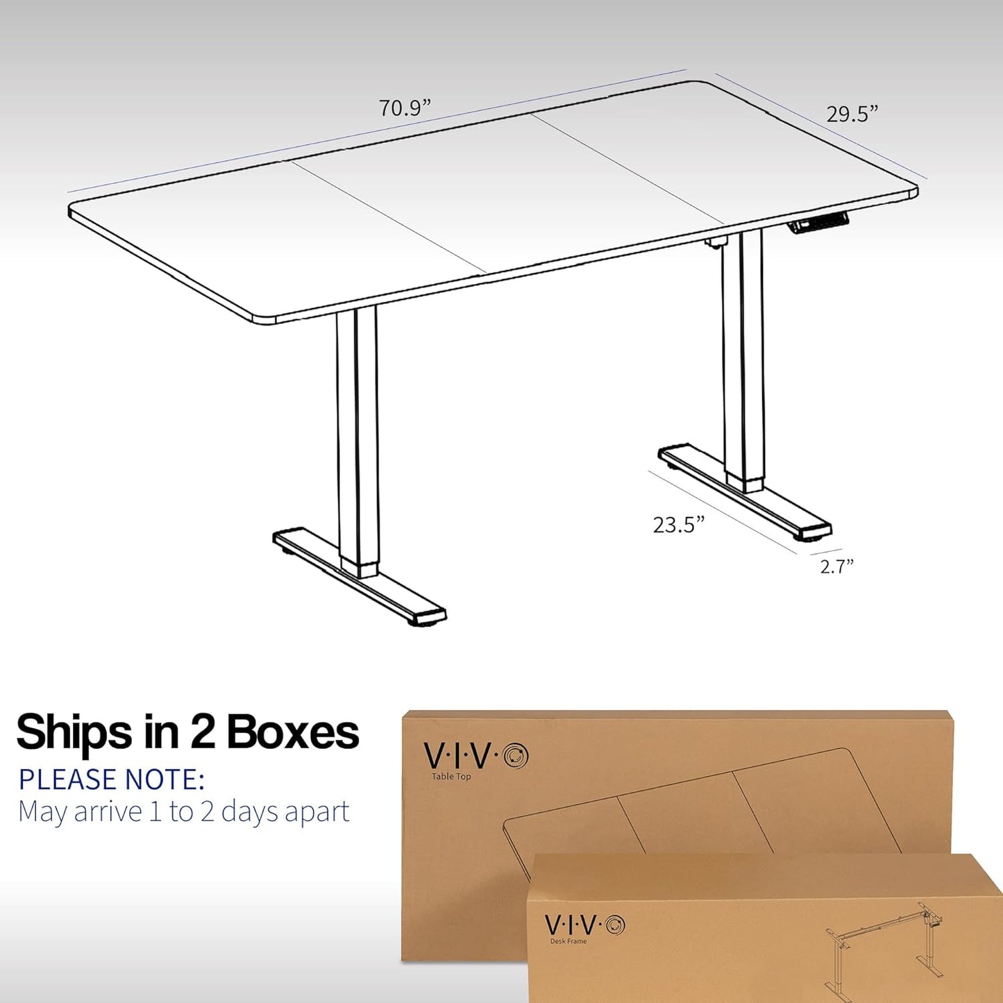 VIVO Electric 71 x 30 in Standing Desk, Memory Height Adjustment, 1B Series, Light Wood Top Gray Frame, DESK-KIT-1G7C