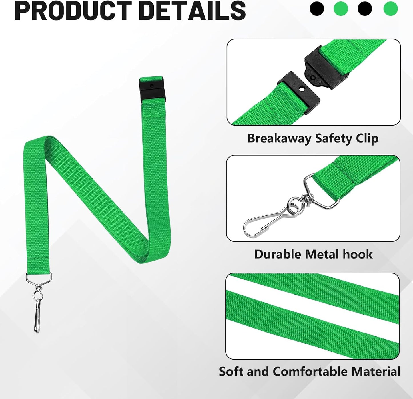 12-Pack Breakaway Lanyards for Badge Holders, Polyester Neck Straps for ID Cards, Keys, Office, School & Events