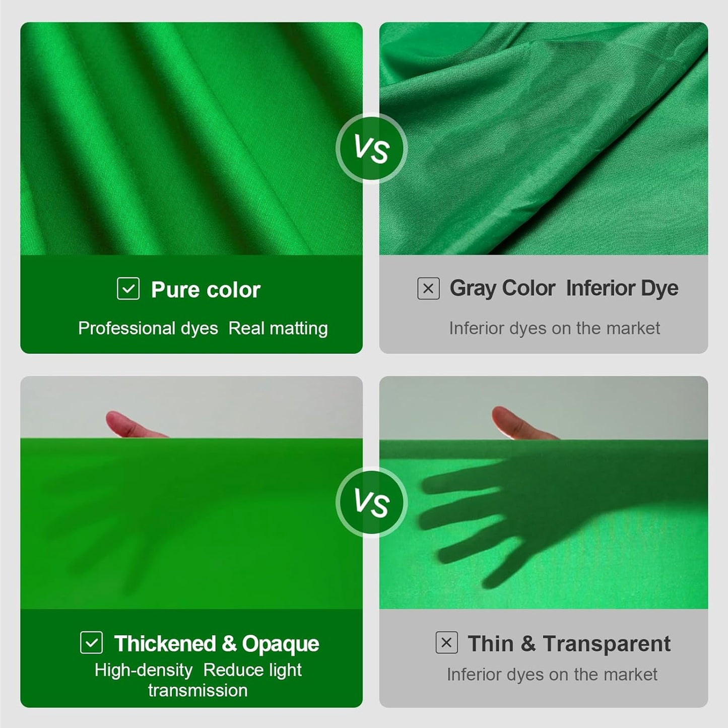 BEIYANG 6 Ft x 10 Ft Photography Backdrop Green Screen, Green Background Non-Reflective Fabric Wrinkle Resistance,Greenscreen Photo Background for Photo Video Chromakey Studio Shooting