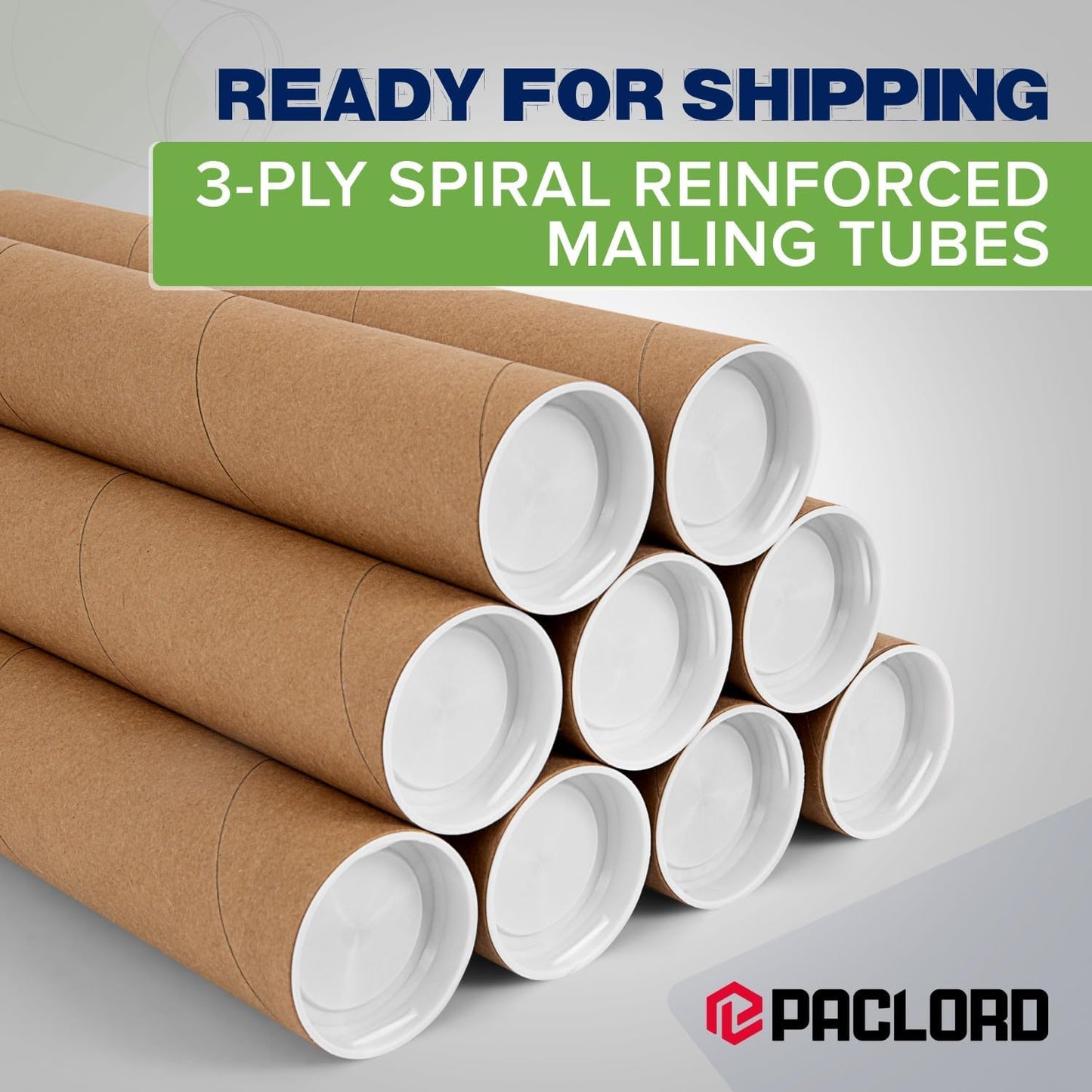 2" x 36" Reinforced Kraft Paper Mailing Tubes, Pack of 6 Tubes with 2 Caps Each – USPS Approved Poster Tube – Made in USA Cardboard Tube for Shipping and Storing Posters, Prints, Artwork, or Documents