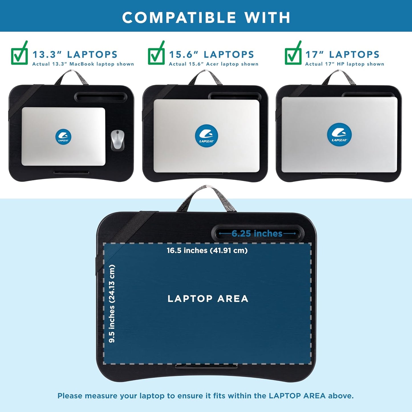 LAPGEAR Designer Lap Desk with Phone Holder and Device Ledge - Buffalo Check - Fits up to 15.6 Inch Laptops - Style No. 45428