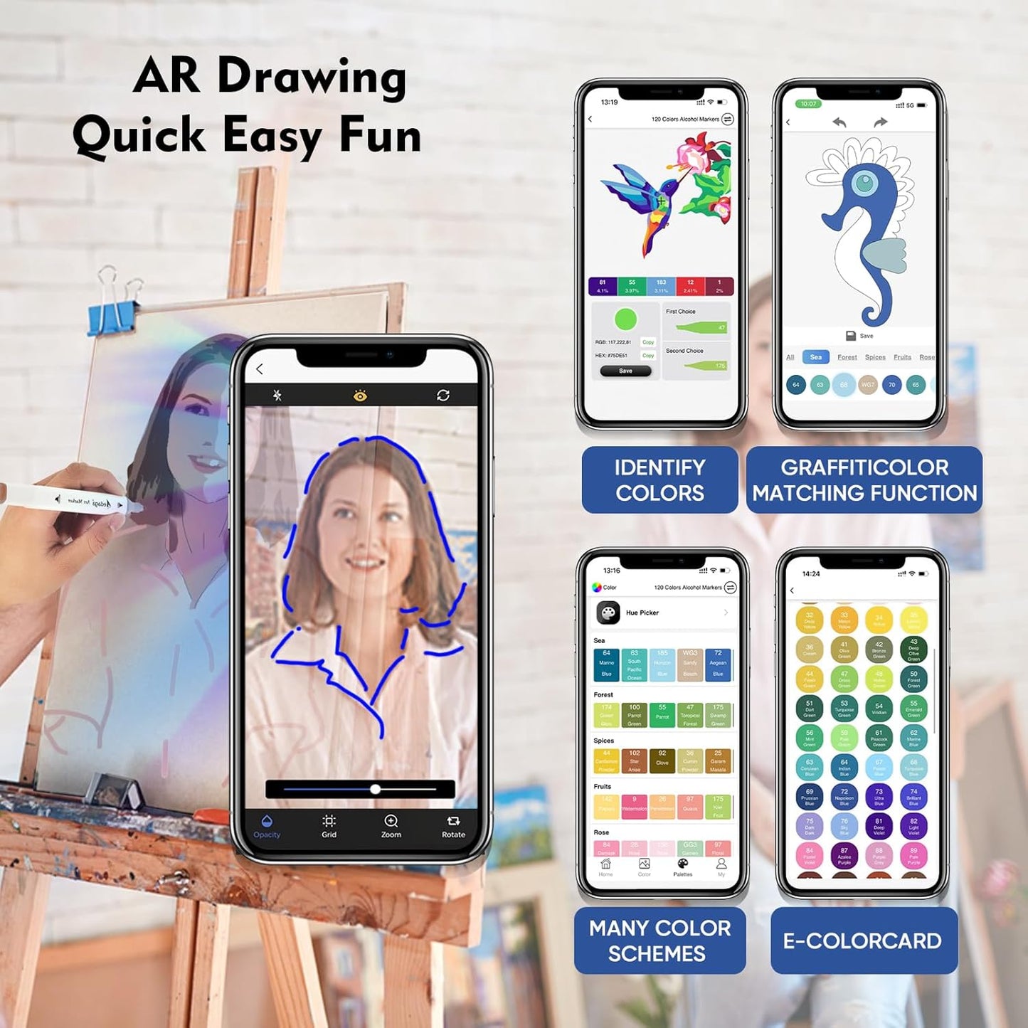 YHC 200 Colors Alcohol Markers for Artists, Free APP for Coloring, Dual Tips Alcohol-Based Markers for Drawing,Painting and Sketching, Great Gift Idea for Kids and Adults