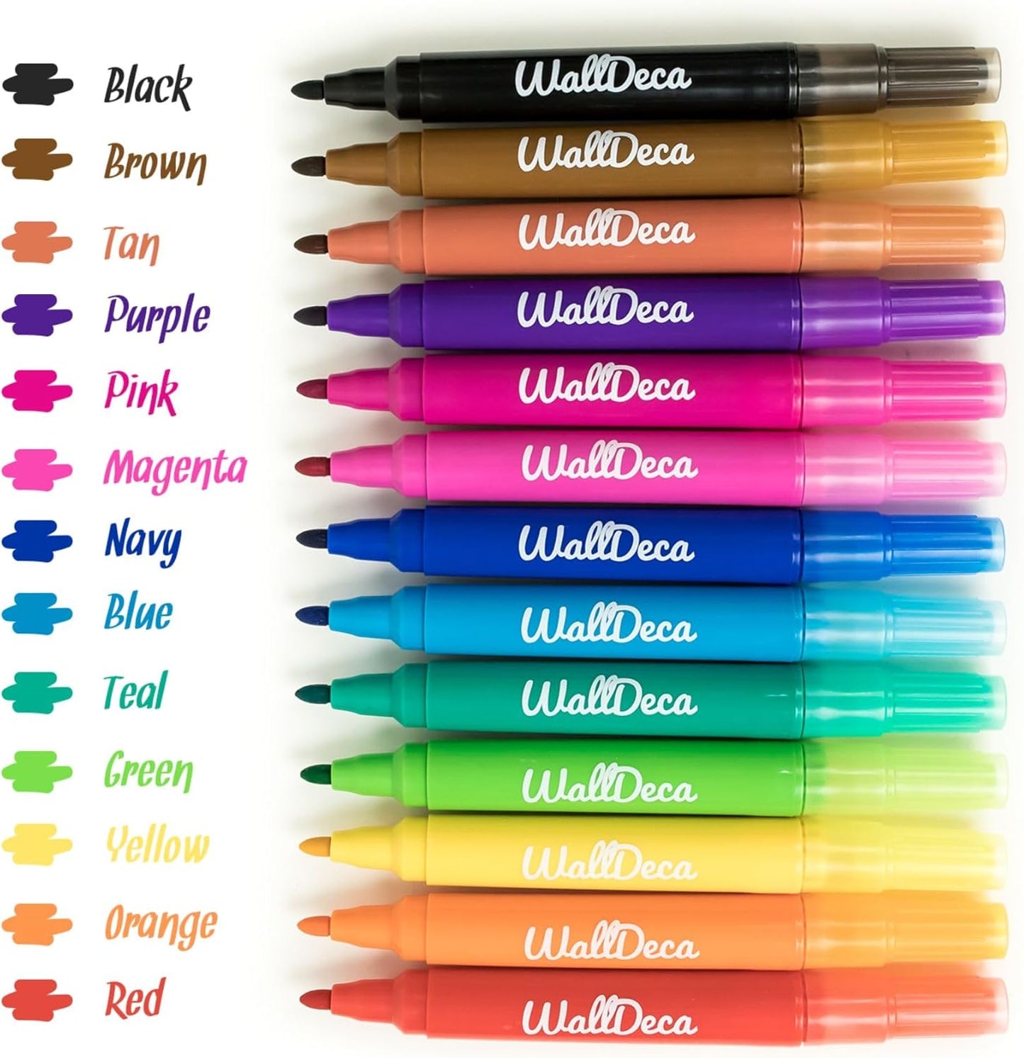 WallDeca Dry Erase Markers for Kids Non-toxic, 13 Pack, Washable, Colorful Pastel Colors, Fine Tip Skinny Pens, Thin Whiteboard Low Odor Markers for Toddlers, Vibrant and Quick Dry