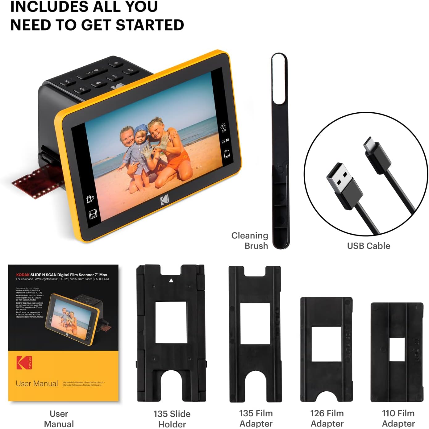 Kodak Slide N Scan Max Digital Film Slide Scanner, Black/Yellow (RODFS70)