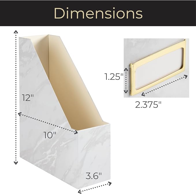 BLU MONACO Set of 4 Magazine Holders | White Marble Design - Image 7