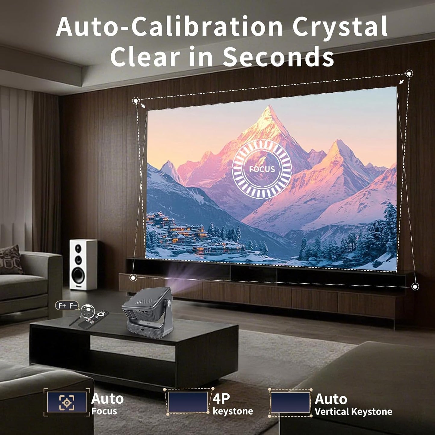 GTV Smart Projector with WiFi and Bluetooth,Outdoor Portable Projectors Mini Native 1080P with 800 ANSI, Voice Input, Auto Focus, Full HD Home Theater Movie Proyector iOS/Android/HDMI/USB