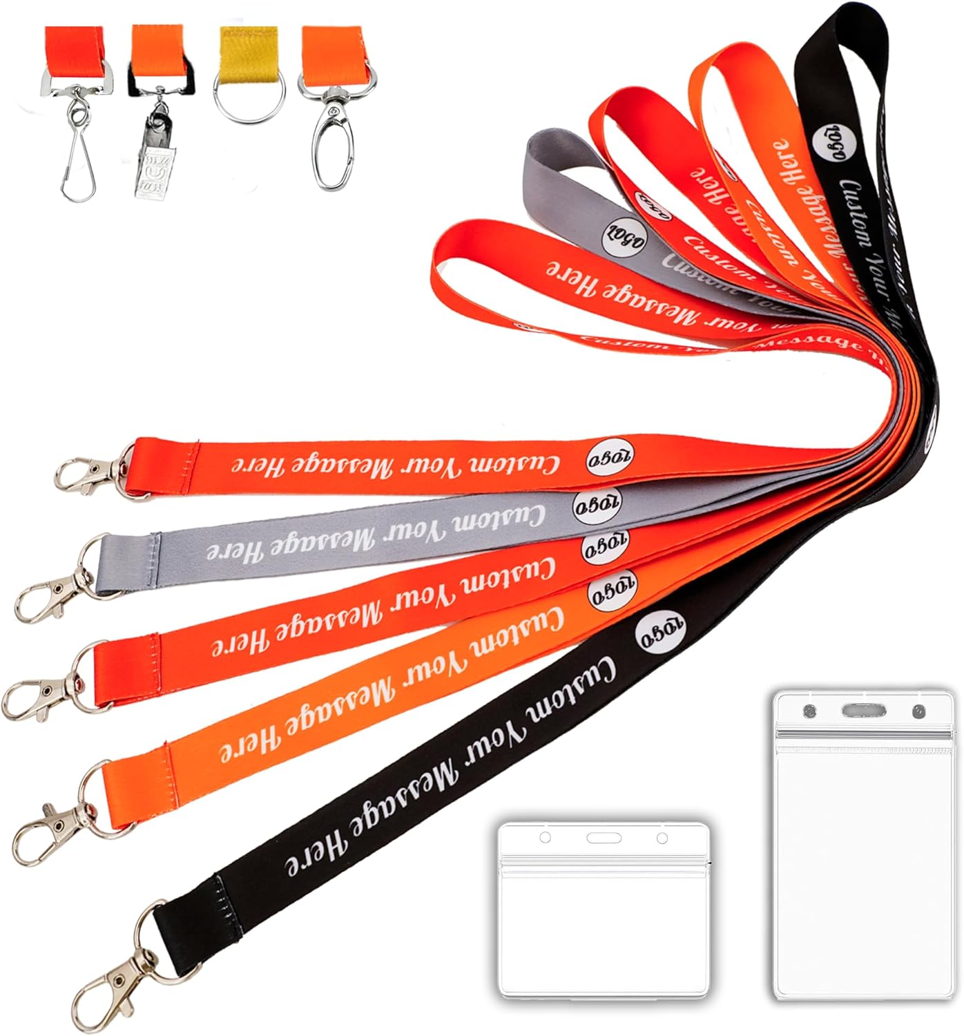 Custom Lanyards Bulk 50/100/5000PCS Custom Breakaway Lanyards with Text/Logo/Photo/Name, Personalized Neck Strap ID Badge Lanyard for Office Keys School Events, Quick Customization