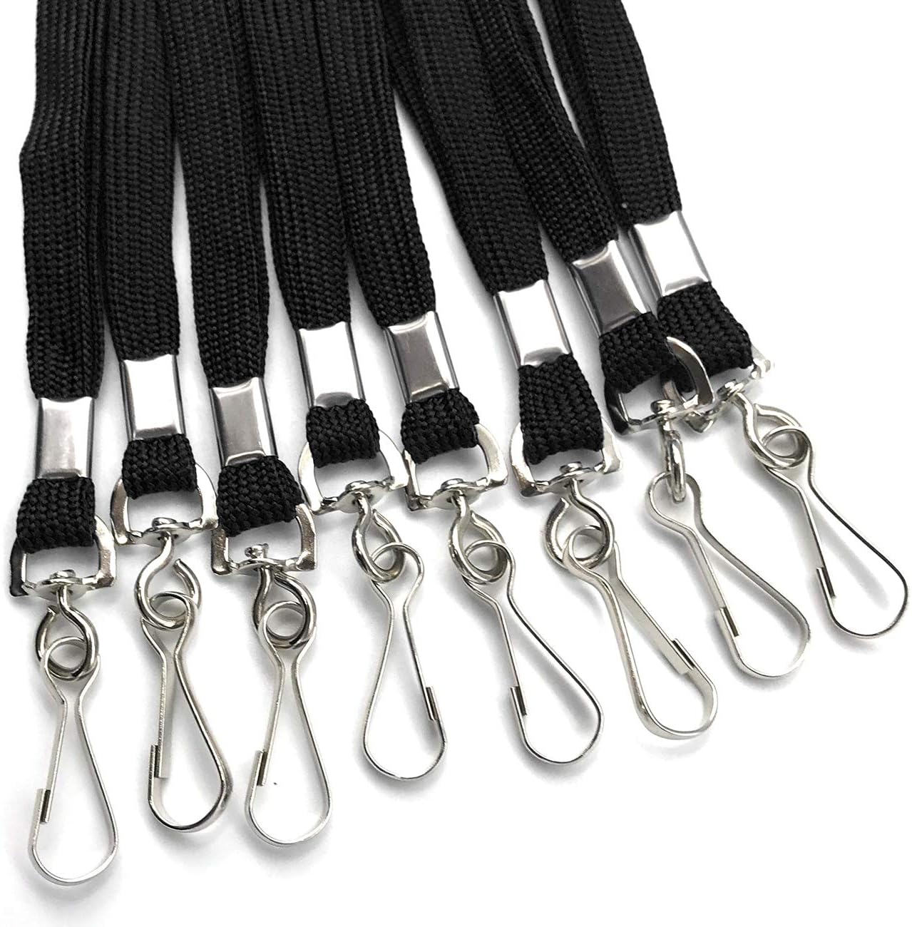 Safety Lanyards Premium Breakaway Black Lanyard Comfortable Neck Straps Lanyards Swivel J Hook for ID Badges 50 Pack