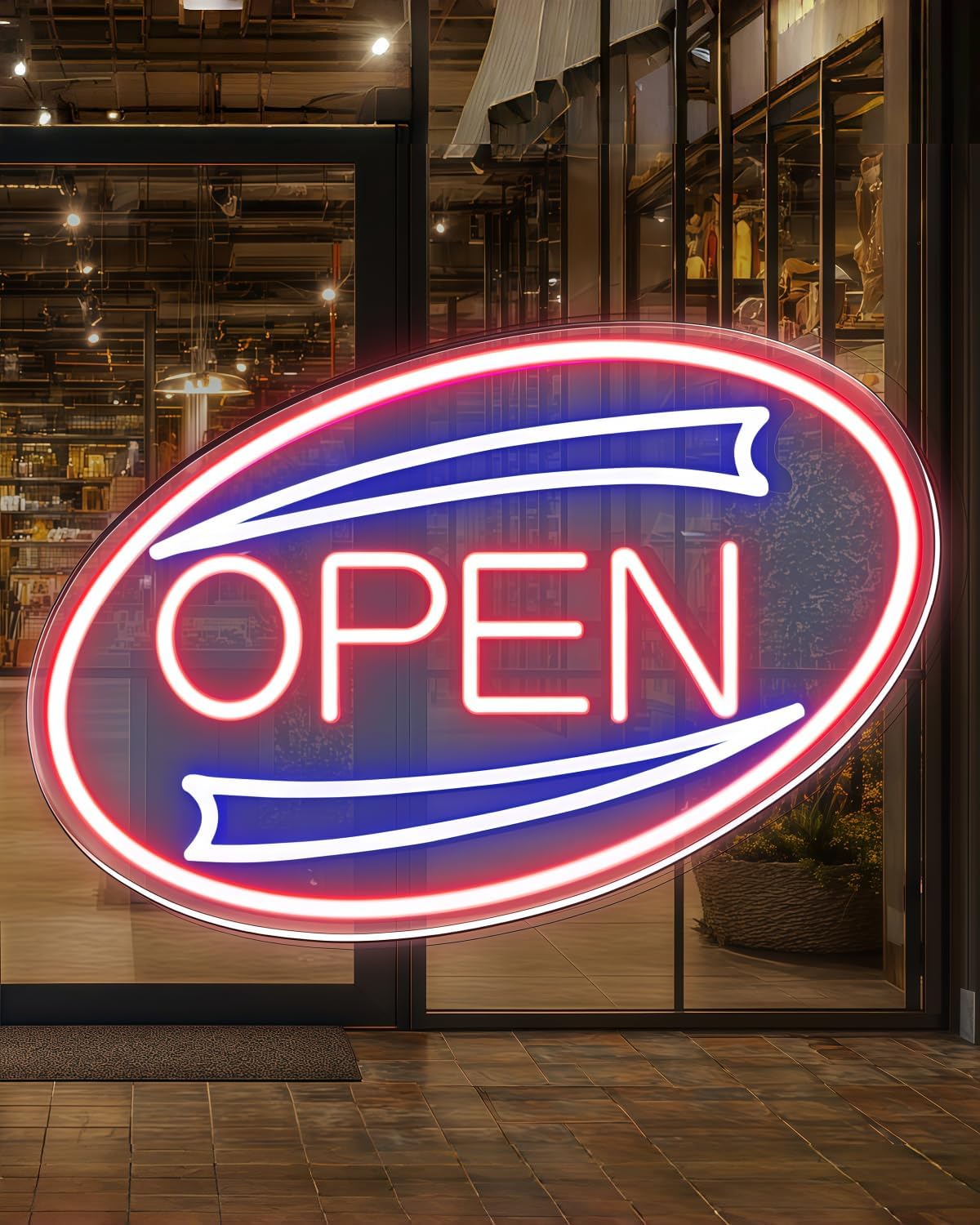 Neon Open Sign for Business, 17"x11.4" Ultra Bright Light Up Open Sign With Dimmable Switch for Hanging Storefront Window Bar Salon Coffee Hotel Stores Wall Decor