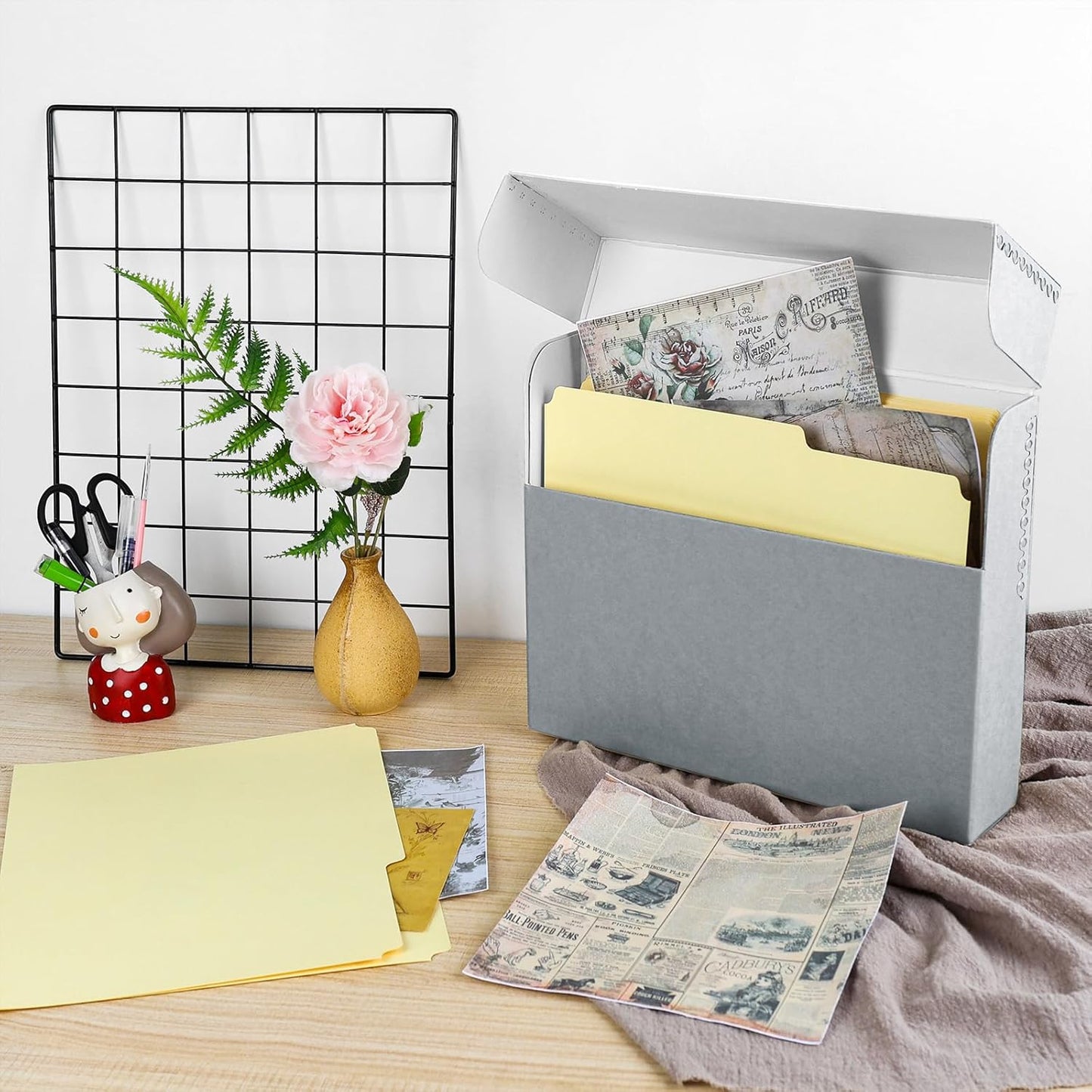 Lineco Archival Document Storage Box with Metal Edge, Acid-Free Gray Boxboard, Organize and Store Files, Prints, Photos, Letter-Sized Case 12.5" x 10.5" x 2.5" Wide