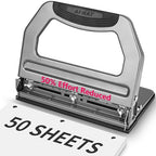 AFMAT 3 Hole Punch Heavy Duty, 9/32" Holes, 50-Sheet Hole Puncher 3 Ring by AFMAT