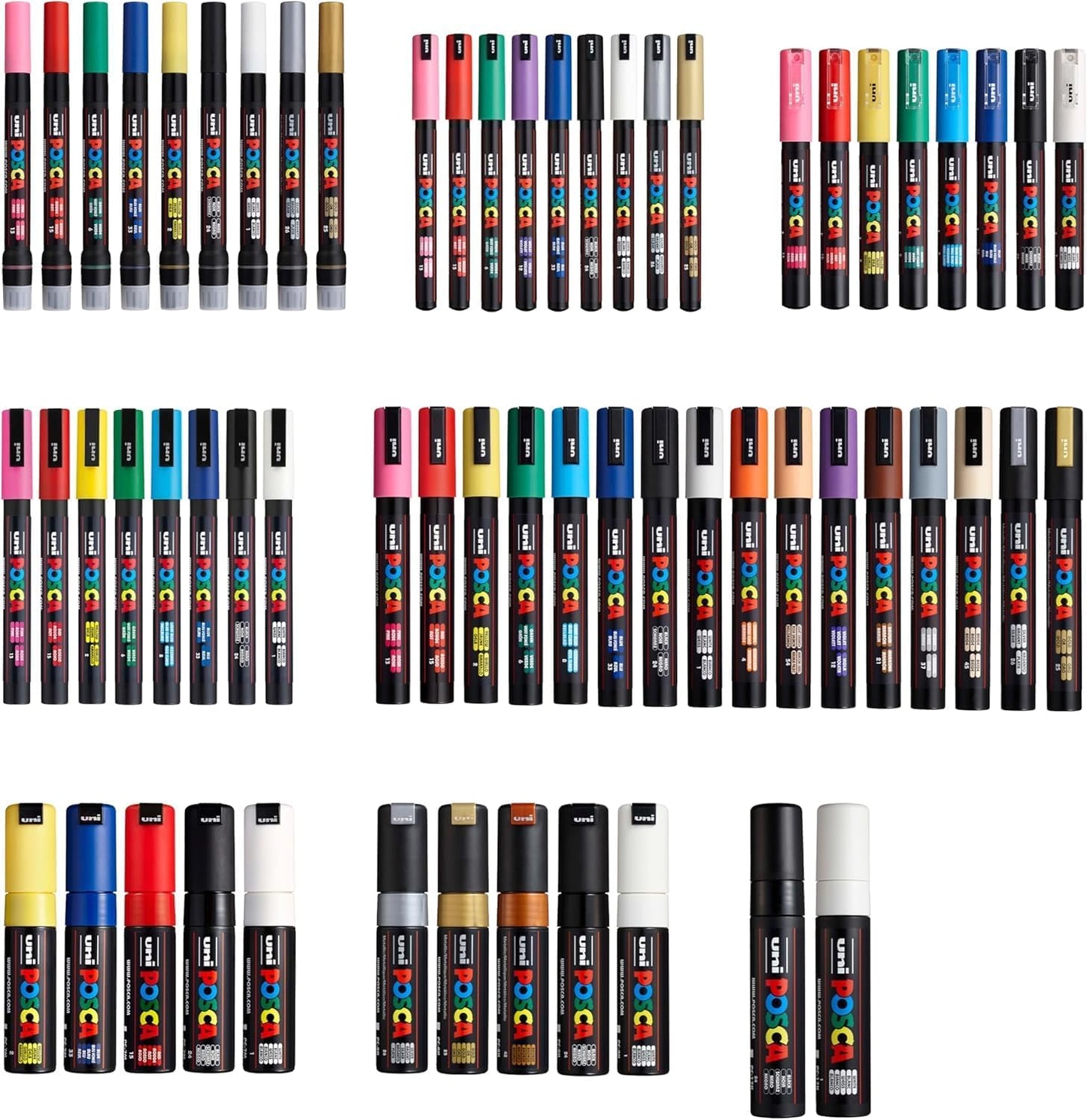 Posca Exclusive Holiday Paint Markers Gift Set of 62 with Carrying Case, Great for Children and Adults, Includes 350, 1MR, 1M, 3M, 5M, 7M, 8K, & 17K
